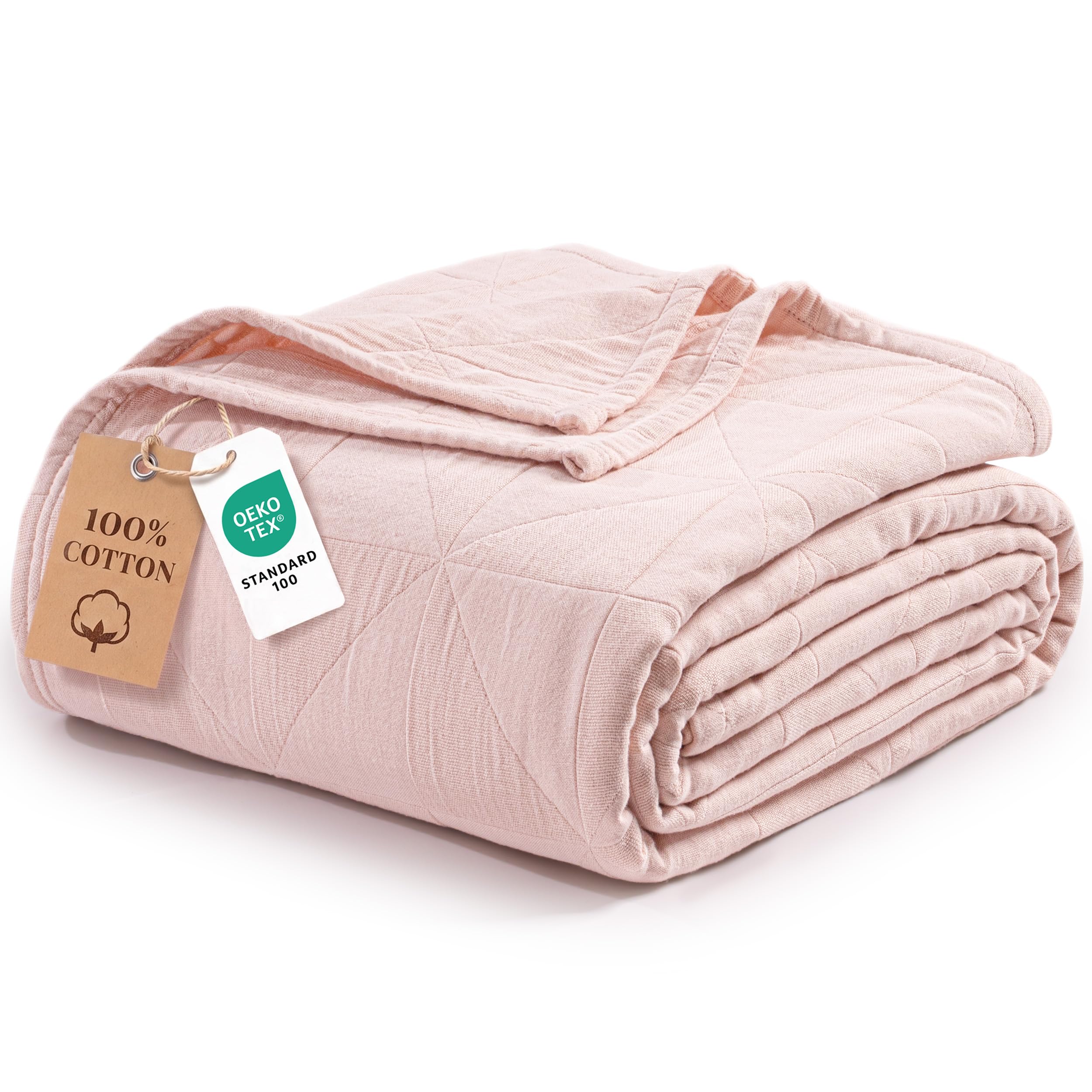 Exclusivo Mezcla Coperta in mussola 100% cotone per letto, King Size, 4 strati, traspira l'umidità e traspirante, ultra morbida, per primavera ed estate, 264 x 228,6 cm, rosa