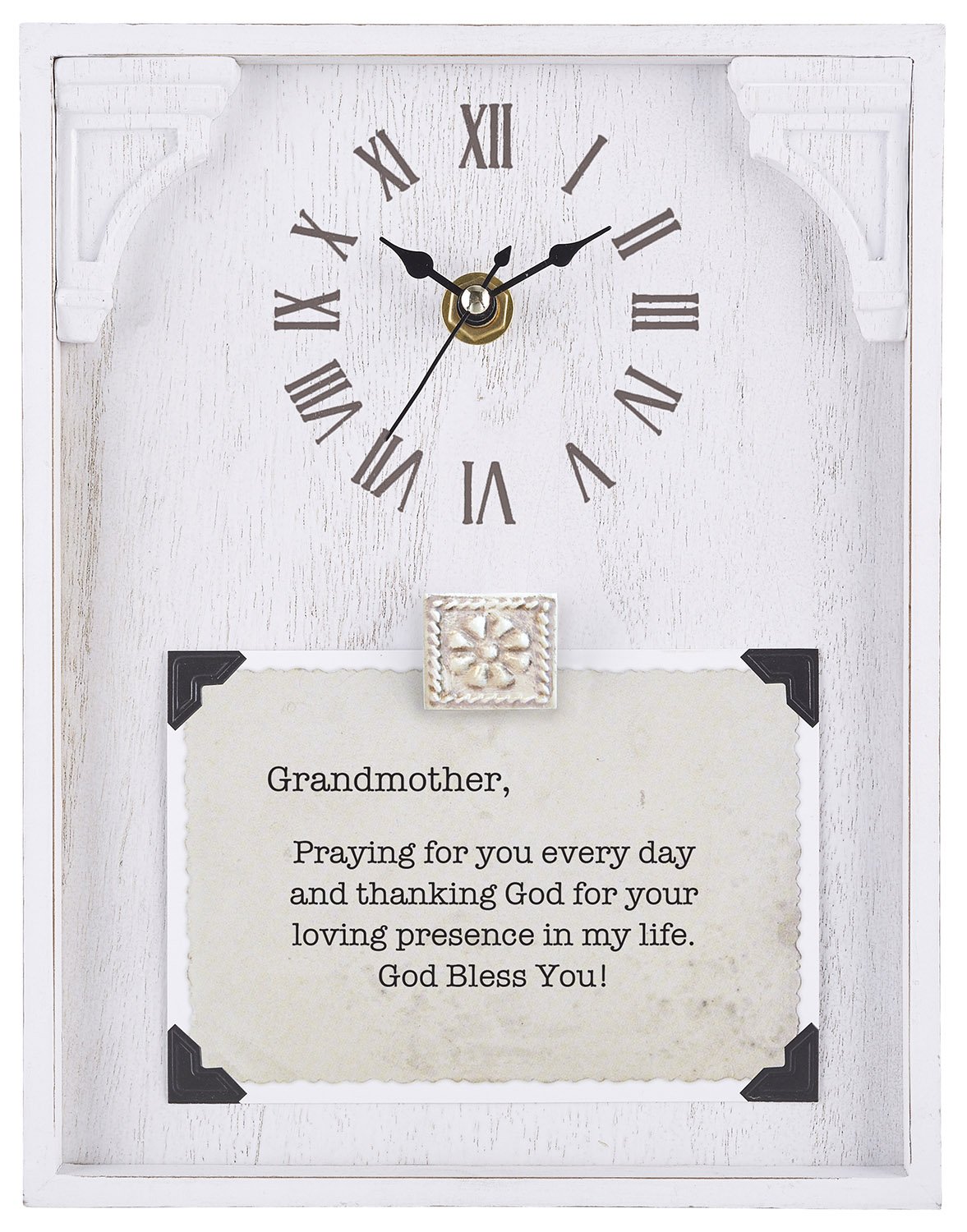 CB Gift Heartfelt Collection Capture The Moment White Framed Table Clock with Verse, 7 X 9-Inches, Grandmother