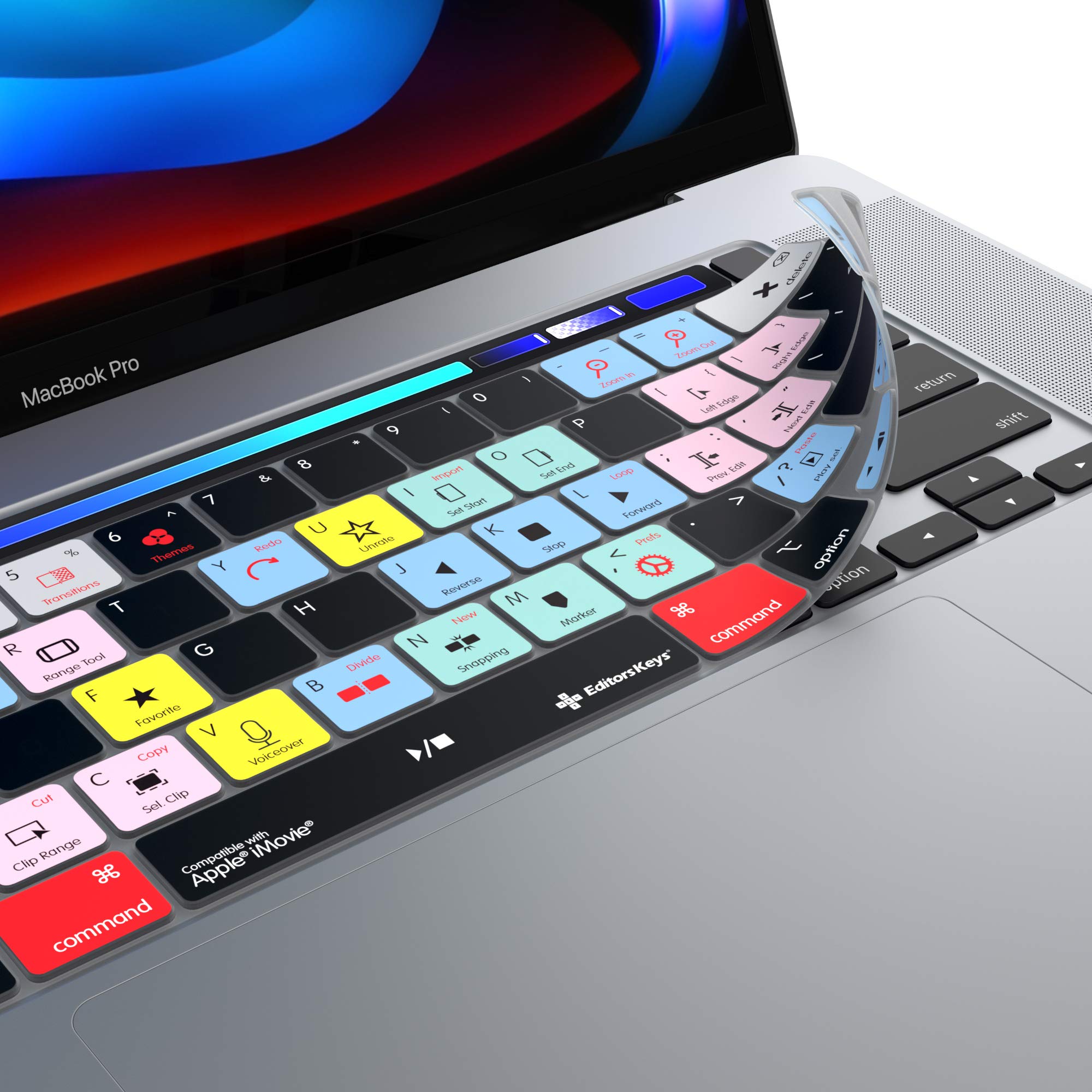 iMovie Tastatur-Abdeckung für MacBook Pro 2020+ 33 cm (13 Zoll) und 40,6 cm (16 Zoll) | echte Shortcut-Abdeckung von Editors Keys | nicht für andere MacBook-Modelle geeignet
