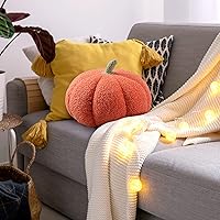 Vista 6 de Queekay 2 cojines de calabaza de 11 x 9.5 pulgadas, almohada de calabaza de Halloween para sofá, decoración del hogar de otoño, cojín de imitación