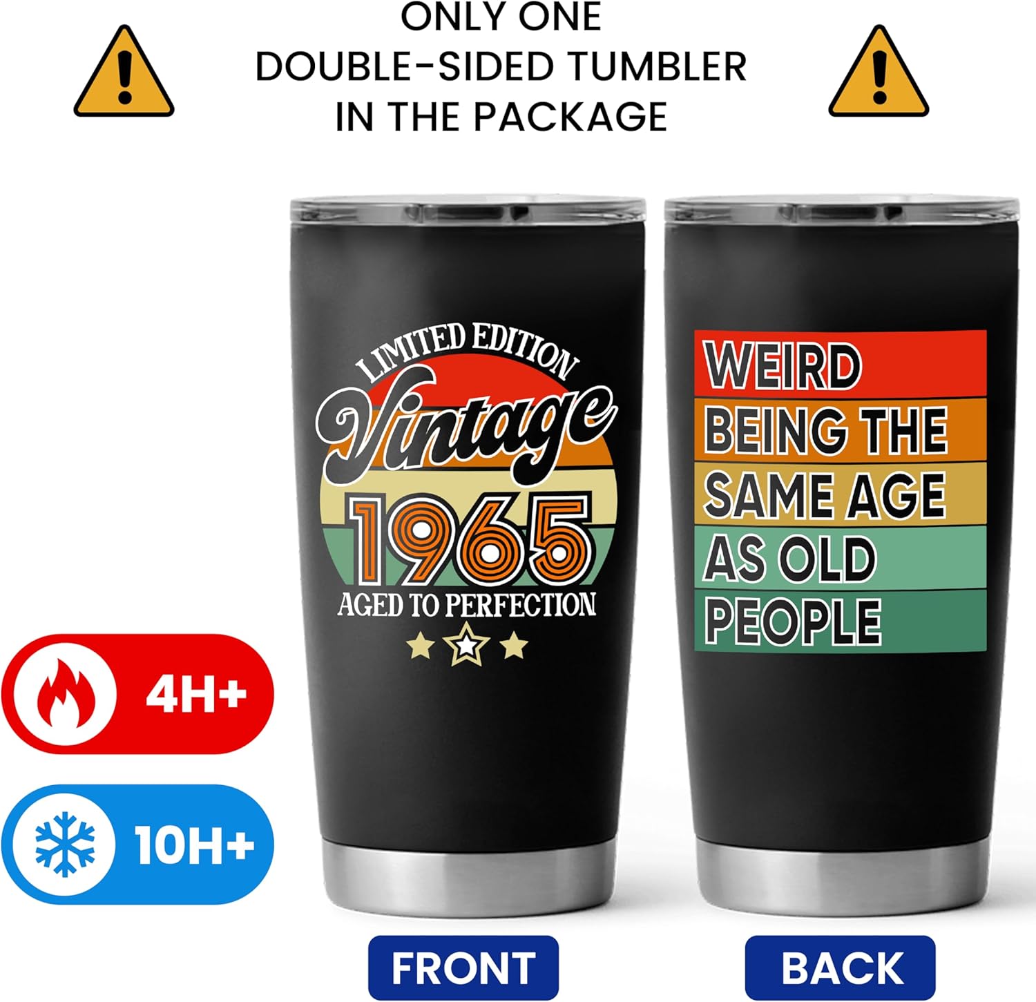 60th Birthday Gifts For Men Women, 1965 Birthday Gifts For Her Him, 60 Year Old Present, Turning 60 Year Old Gifts For Man, Woman, Mom, Dad, Wife, Husband, Sister - Vintage 1965 Tumbler with Keychain - Image 5