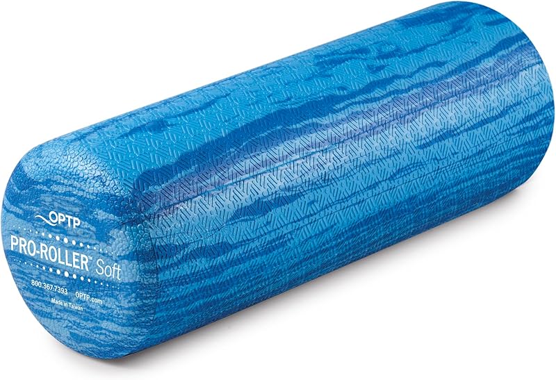Rodillo de espuma de densidad suave PRO-Roller – Redondo, corto azul, 18" x 6" | Rodillo de espuma suave de baja densidad para fisioterapia, pilates, ejercicios de yoga con rollo de espuma y recuperación muscular, azul 18" x 6"