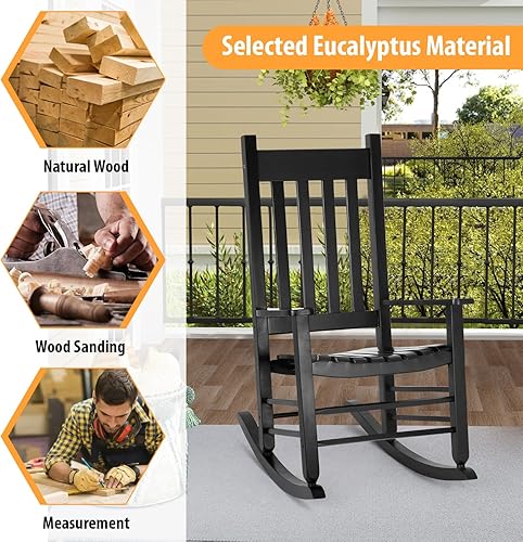 Miniatura 4 de Mecedora para exteriores, mecedora para patio, porche, mecedora con respaldo alto y pasamanos, cómoda y estable, con soporte de carga duradera, 243