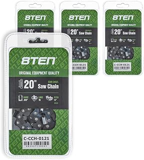 8TEN Semi Chisel Chainsaw Chain 20" Bar .050 Gauge 3/8 Pitch 70DL 4 Pack