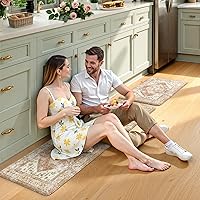 Vista 7 de KIMODE - Juego de 2 tapetes de cocina bohemios, antifatiga, antideslizantes, impermeables, ergonómicos, acolchados, cómodos, para lavandería