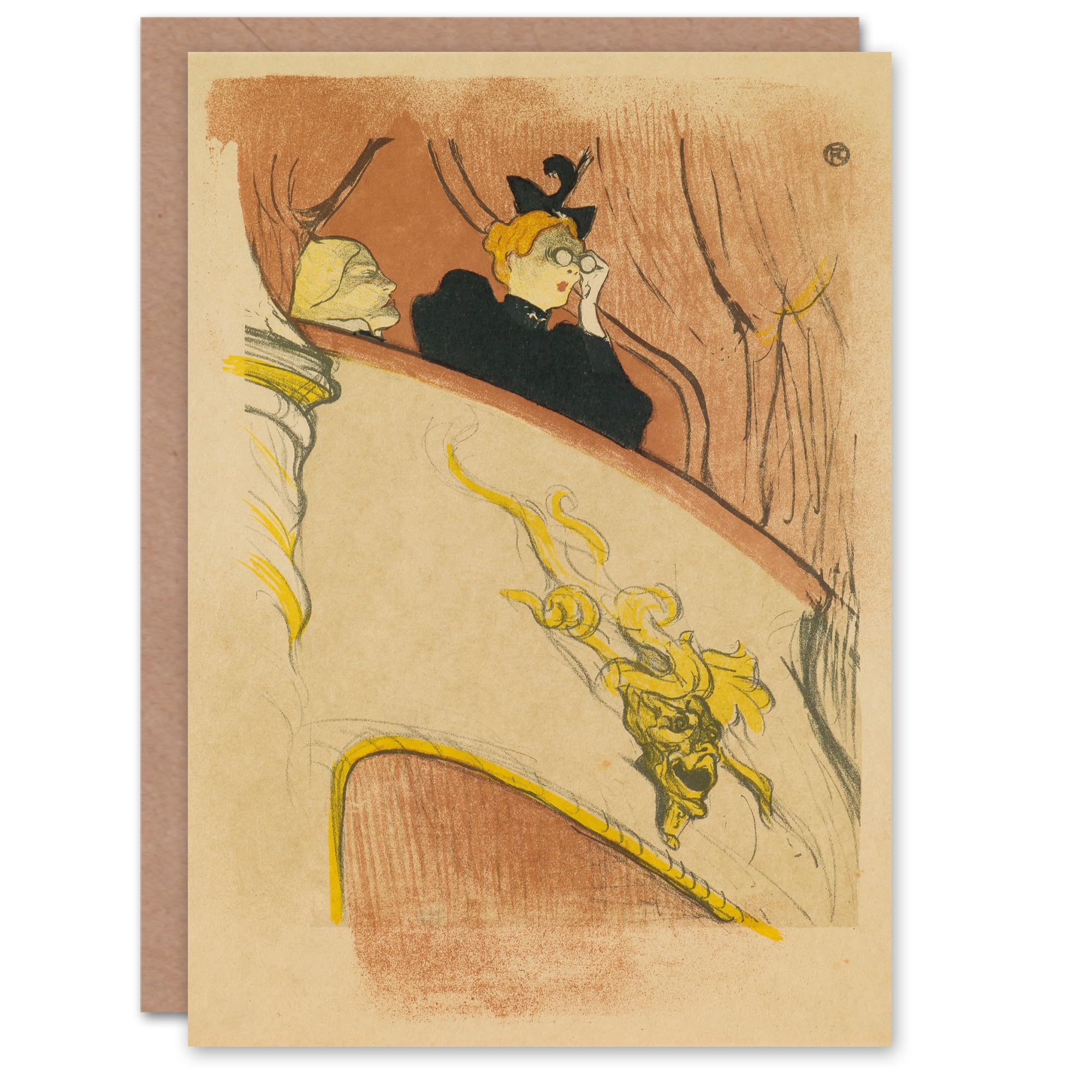 Artery8 Toulouse Lautrec Art Card Box Sit with Gilded Mask Sketch