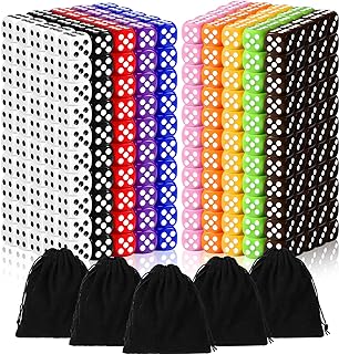 Syhood 500 Pieces 16mm Colored Dice Bulk Dice 6 Sided Dice Set with 5 Pieces Drawstring Pouches Standard Game Dice for Classroom Teaching Math Learning Board Dices Game 10 Color