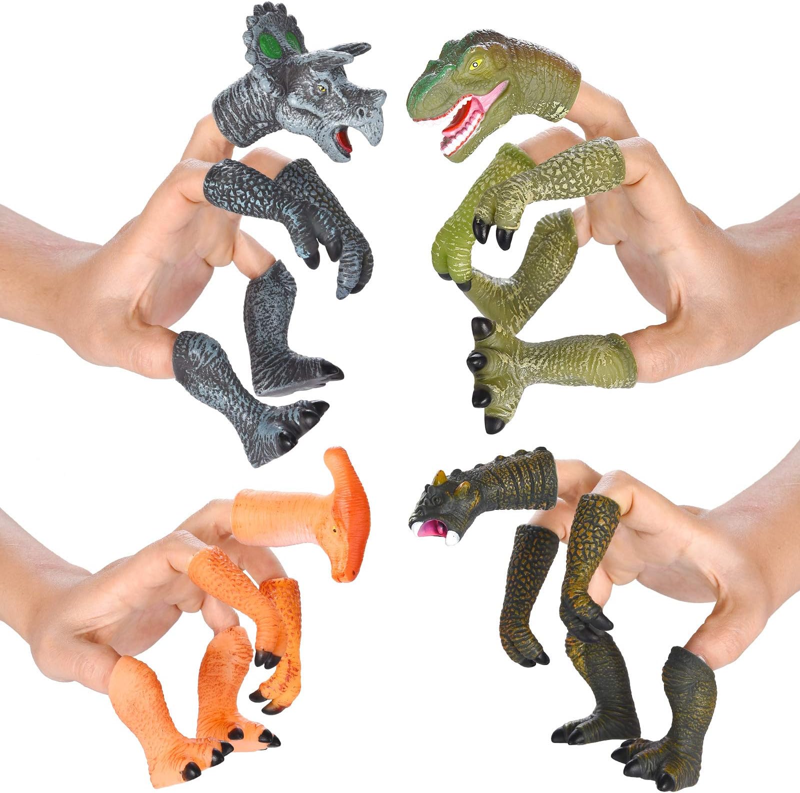 DR DINGUSDinosaur Finger Puppets - (4 Sets - 20 Piece) - Great for Kids Party Favors, Treasure Box Prizes, Goodie Bag Fillers, Family Fun