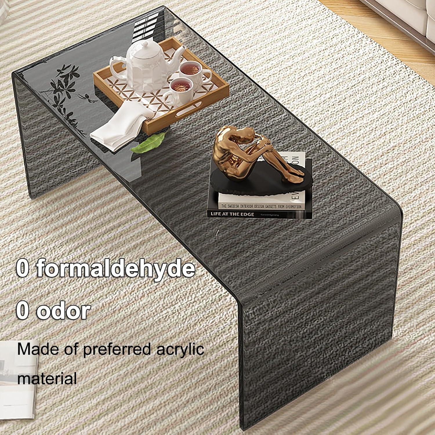 Acrylic Side Table, Clear C-Shape End Table, Laptop Table, Small Nightstand, Home Decor for Living Room Bedroom Balcony Patio and Office (Color : Brown, Size : 30x30x55cm) Brown 30x30x55cm