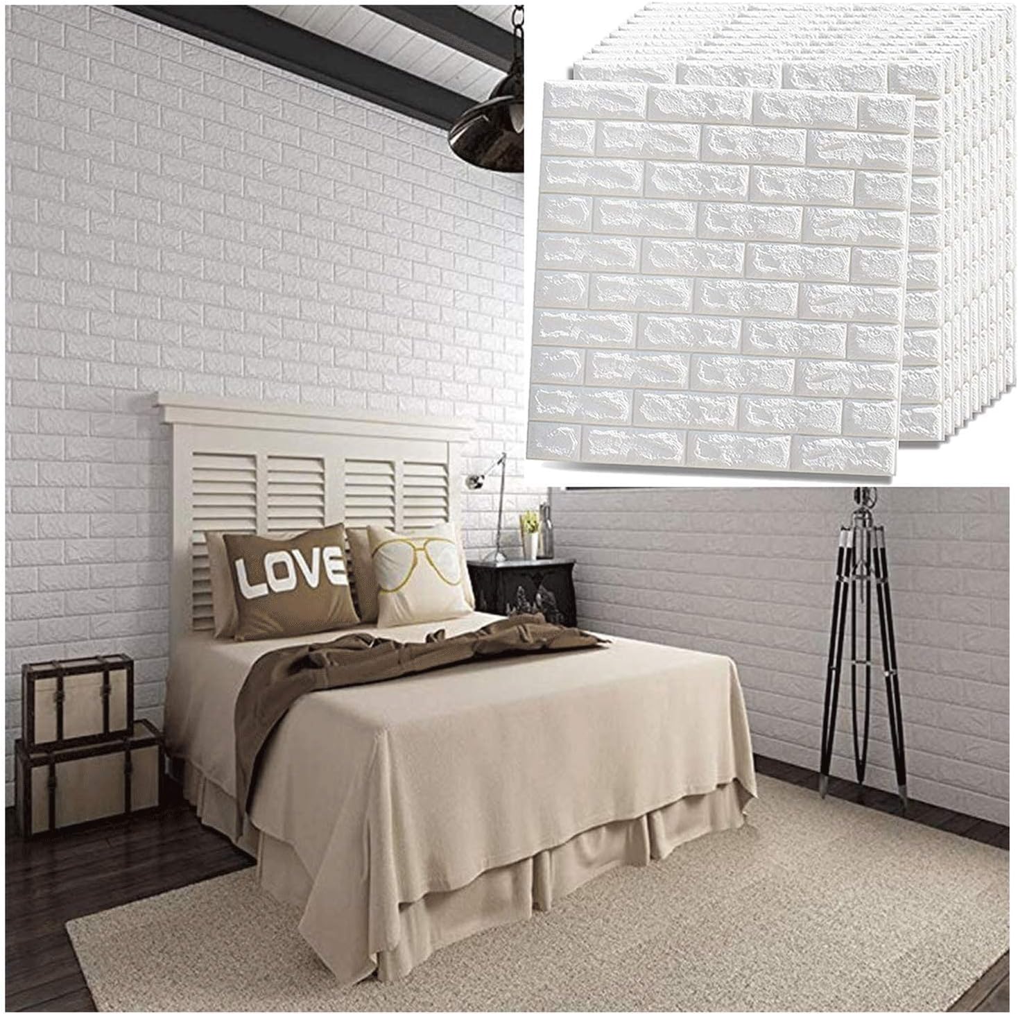 店内全品対象 3dレンガの壁のステッカー Diyの壁紙 Peフォームの壁紙 家の装飾用キッチンリビングルームバスルームトイレホール寝室幼稚園白77x70cm Size 30pcs 石のレリーフレンガ