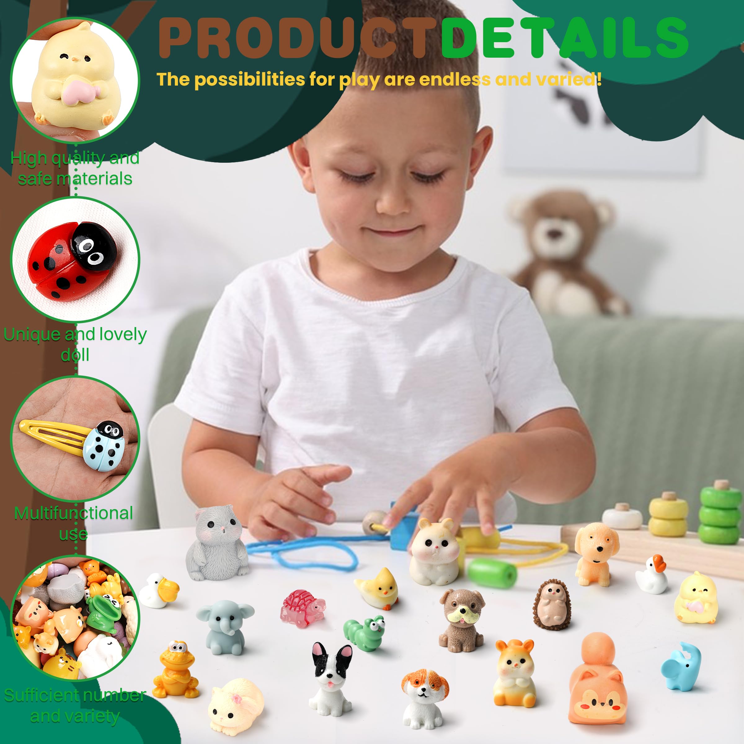 LIINWNIRS 135 Pcs Glow In The Dark Mini Resin Animals – Tiny Figurines For Fairy Gardens, Aquariums & DIY Decor - View #13
