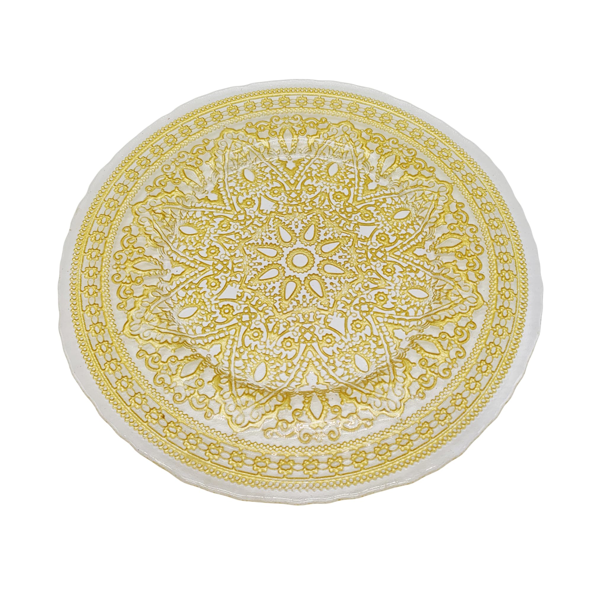 WedDecor 13-Inch Gold Mandala Design Glass 1pc Charger Plate for Wedding, Banquet, Parties, and Dinner Table Decorations – 33cm, Stylish Event Decor Dinnerware — image 1