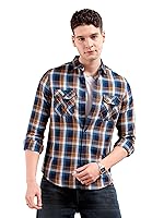 The Indian Garage Co Men Slim Fit Checkered Full Sleeves Cutaway Collar Casual Shirt