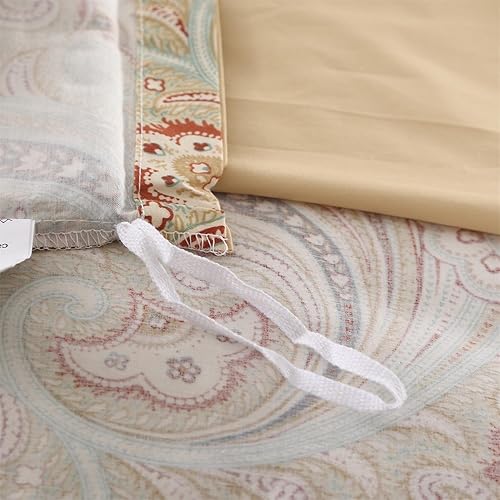 Miniatura 6 de Brandream Edredón de lujo con impresión en cachemira e imitación, juego de 3piezas de cama medallón de bohemia y damasco, satén de algodón egipcio