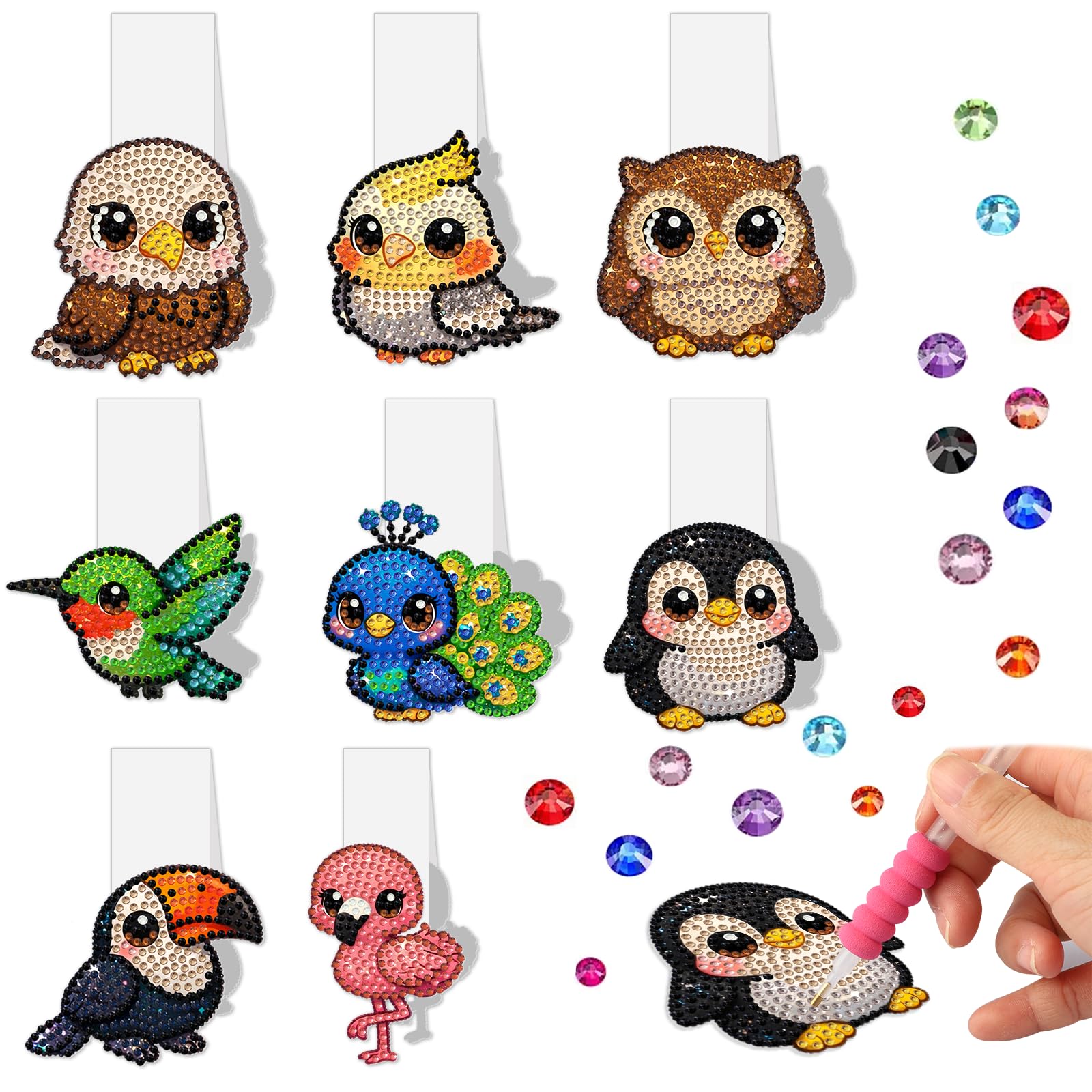 RICUVED 8 Stück Tiere Diamond Painting Kinder Magnetische Lesezeichen, DIY Bastelset Kinder, Geschenke Mädchen Jungen 6 7 8 9 10 Jahre, Einschulung Geschenk, Schultüte Füllung, Geburtstagsgeschenk