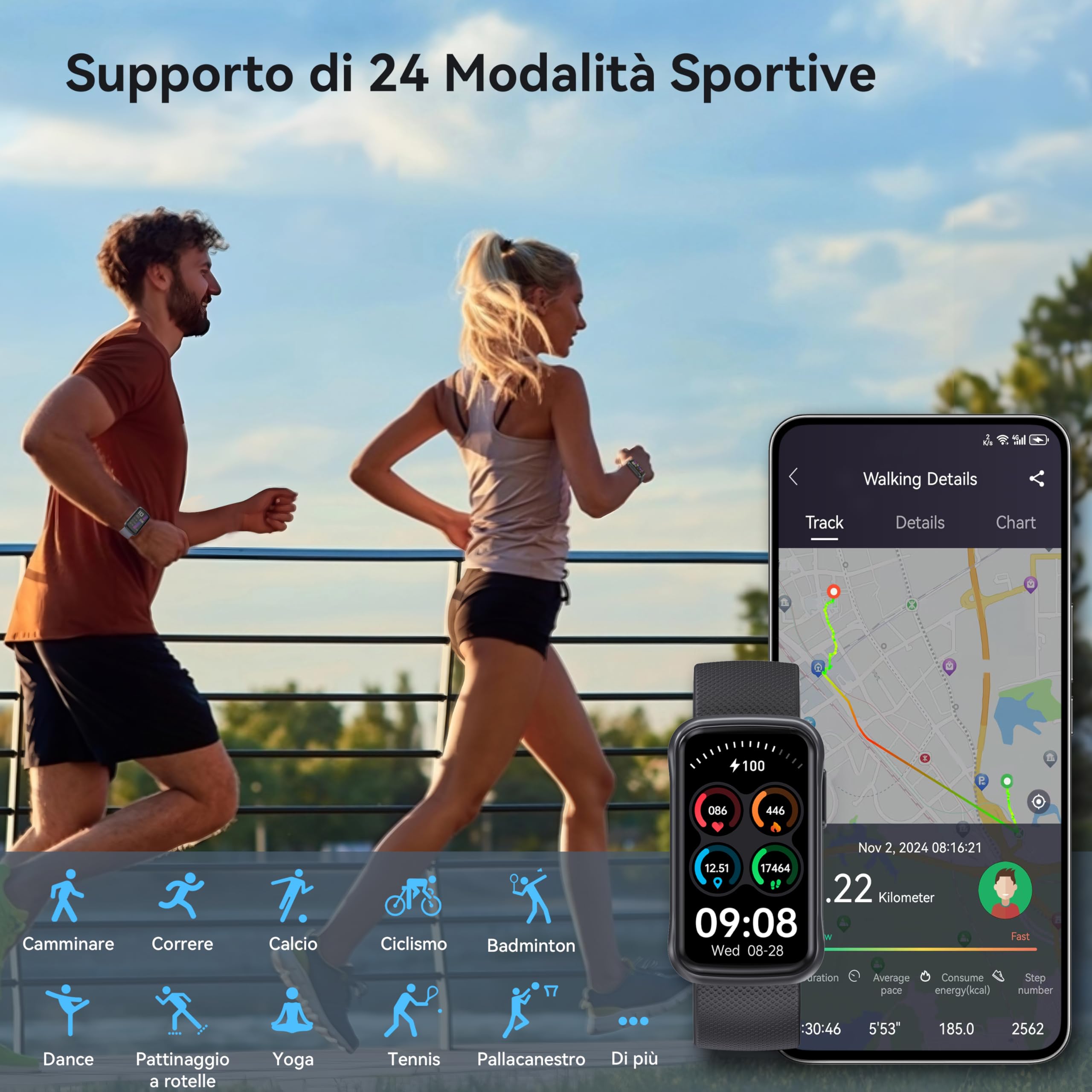 OUKITEL Smartwatch Donna Uomo, Due Cinghie 1.47” HD Orologio Smartwatch, 24+ Modalità Sportive Smart watch con Sonno/SpO2/24H Cardiofrequenzimetro, Impermeabile IP68 Fitness Tracker per Android iOS