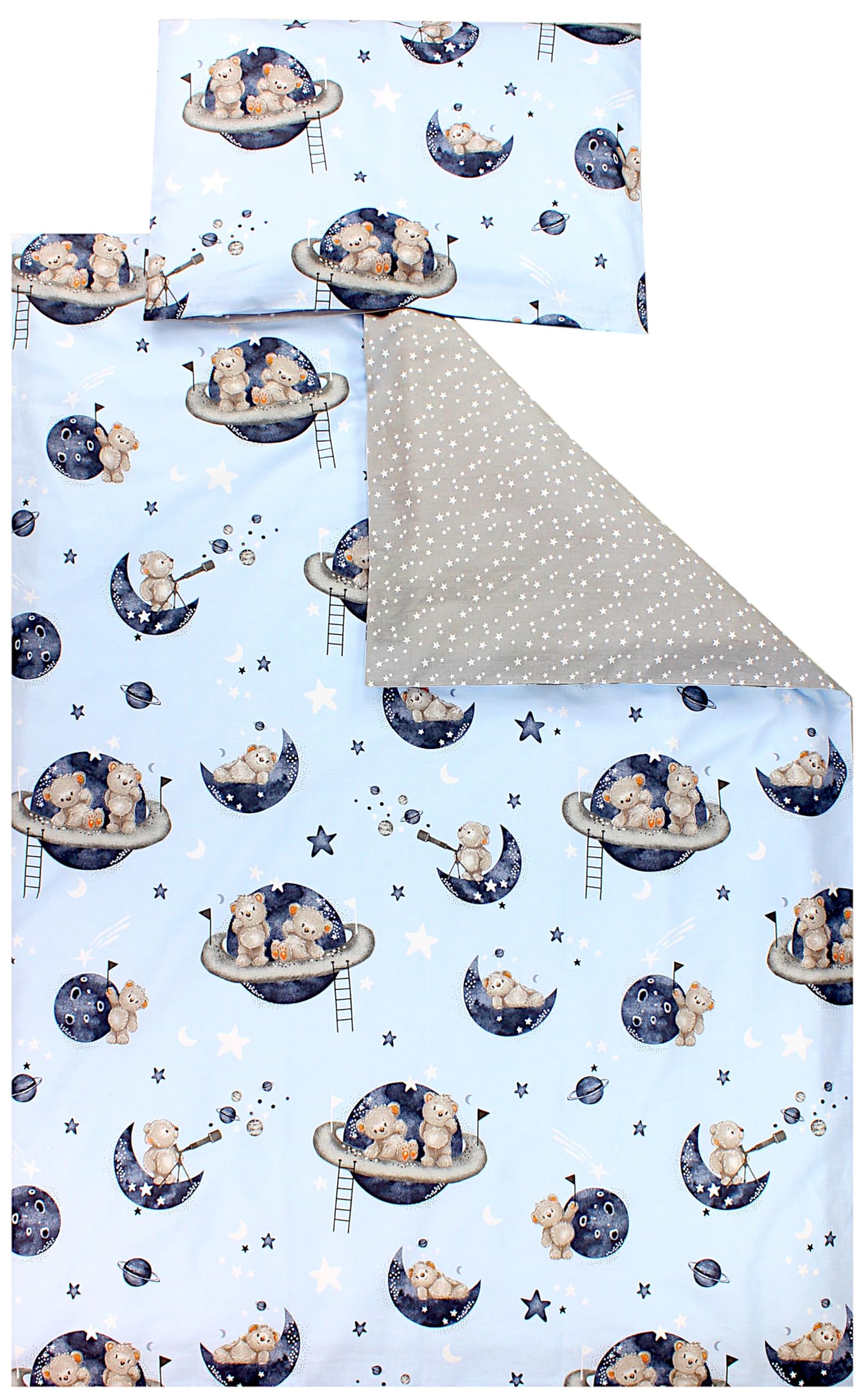 TupTam Set Biancheria Letto Bambini - 2 Elementi (Copripiumino 135x100cm + Federa), Motivo Luna E Elefante - Foto 2