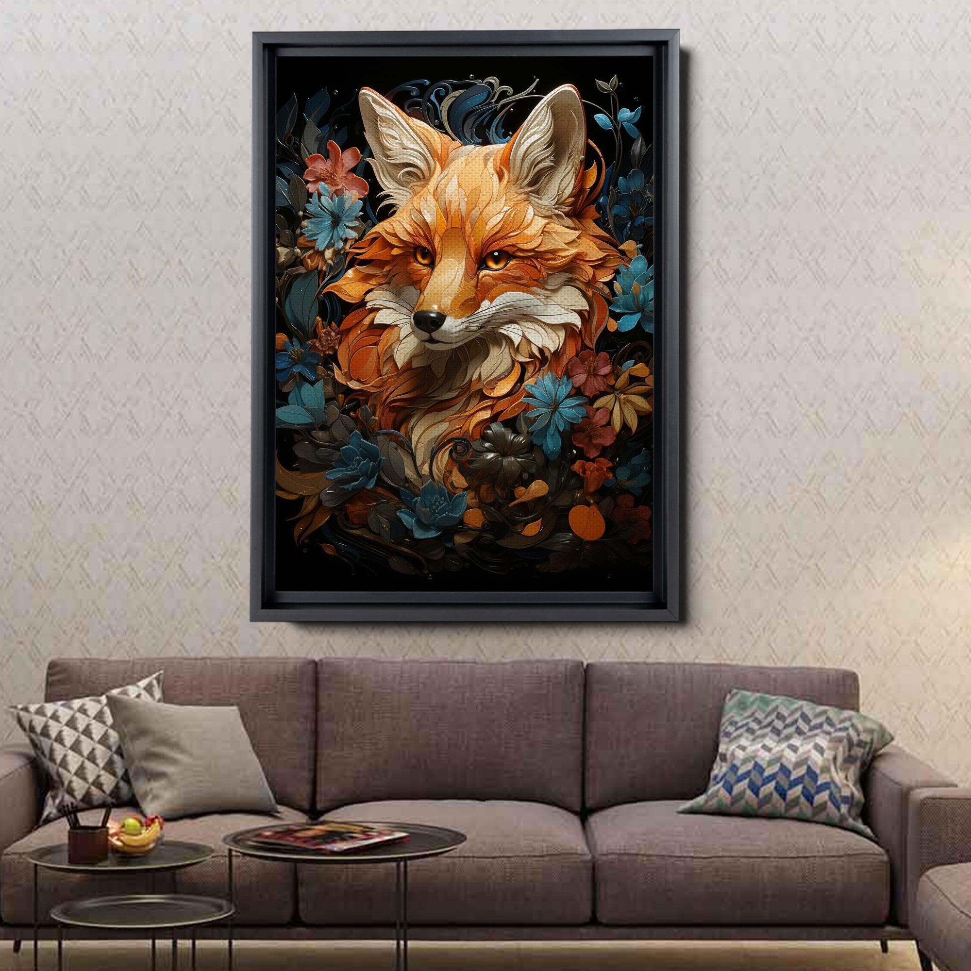 Amazon.com: Fox In The Forest Wall Art Red Fox Painting Magical
