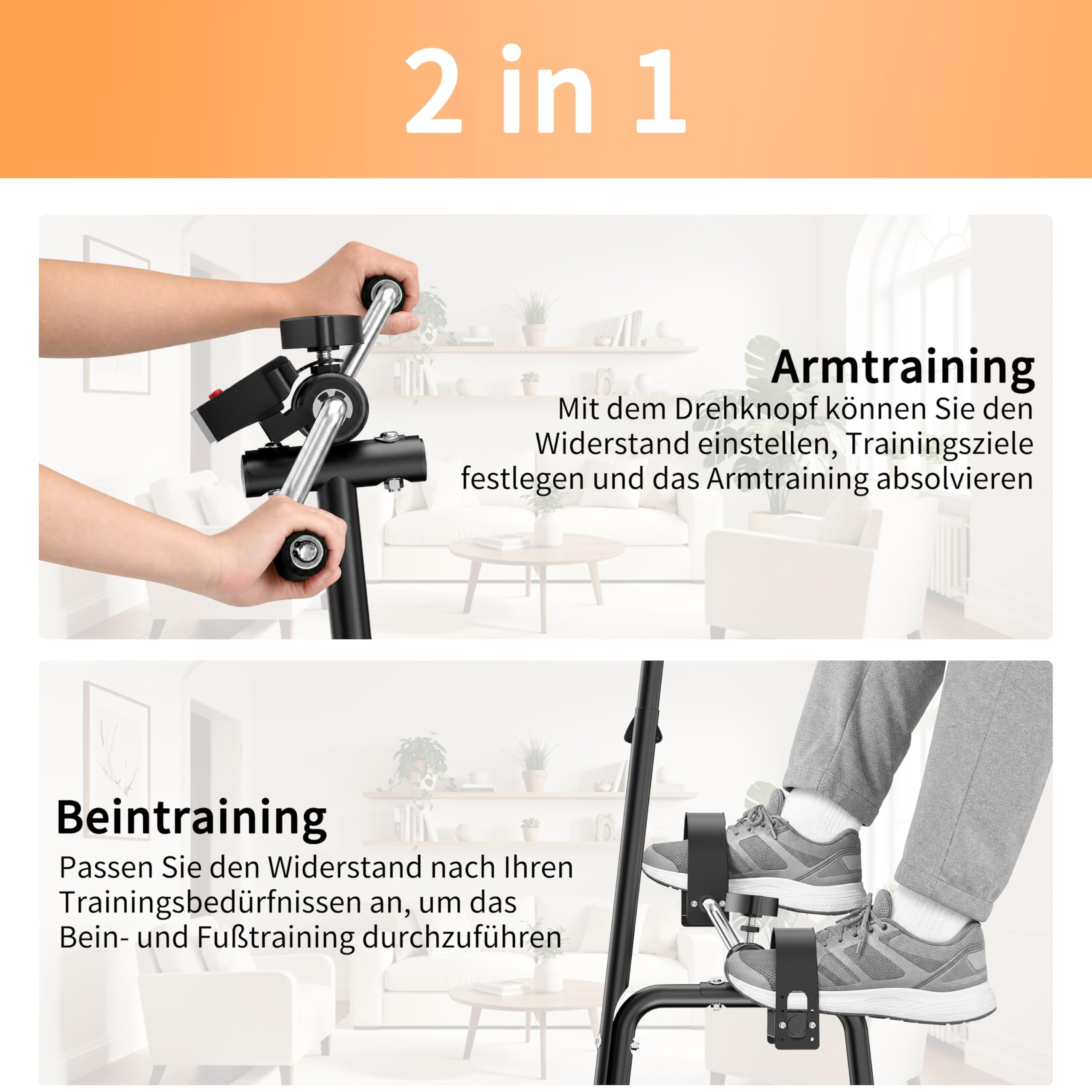 Heimtrainer Fahrrad, Reha-Heimtrainer für Senioren mit LCD-Display, Kompaktes Hand- und Fußtrainingsgerät für Physiotherapie und Fitness zu Hause