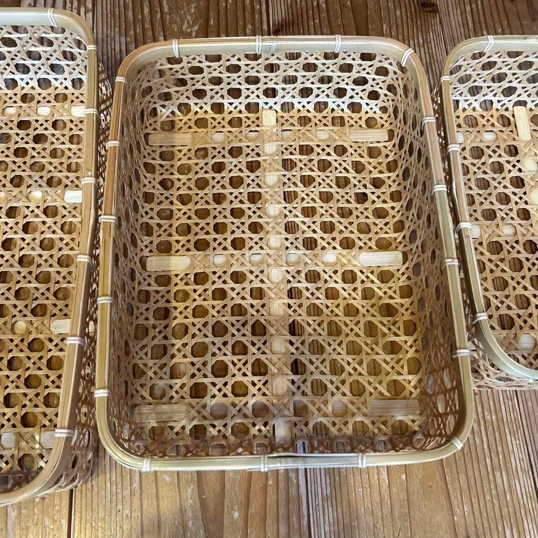 竹細工 カゴ 重なる3点セット 竹細工 カゴ 重なる3点セット 竹細工