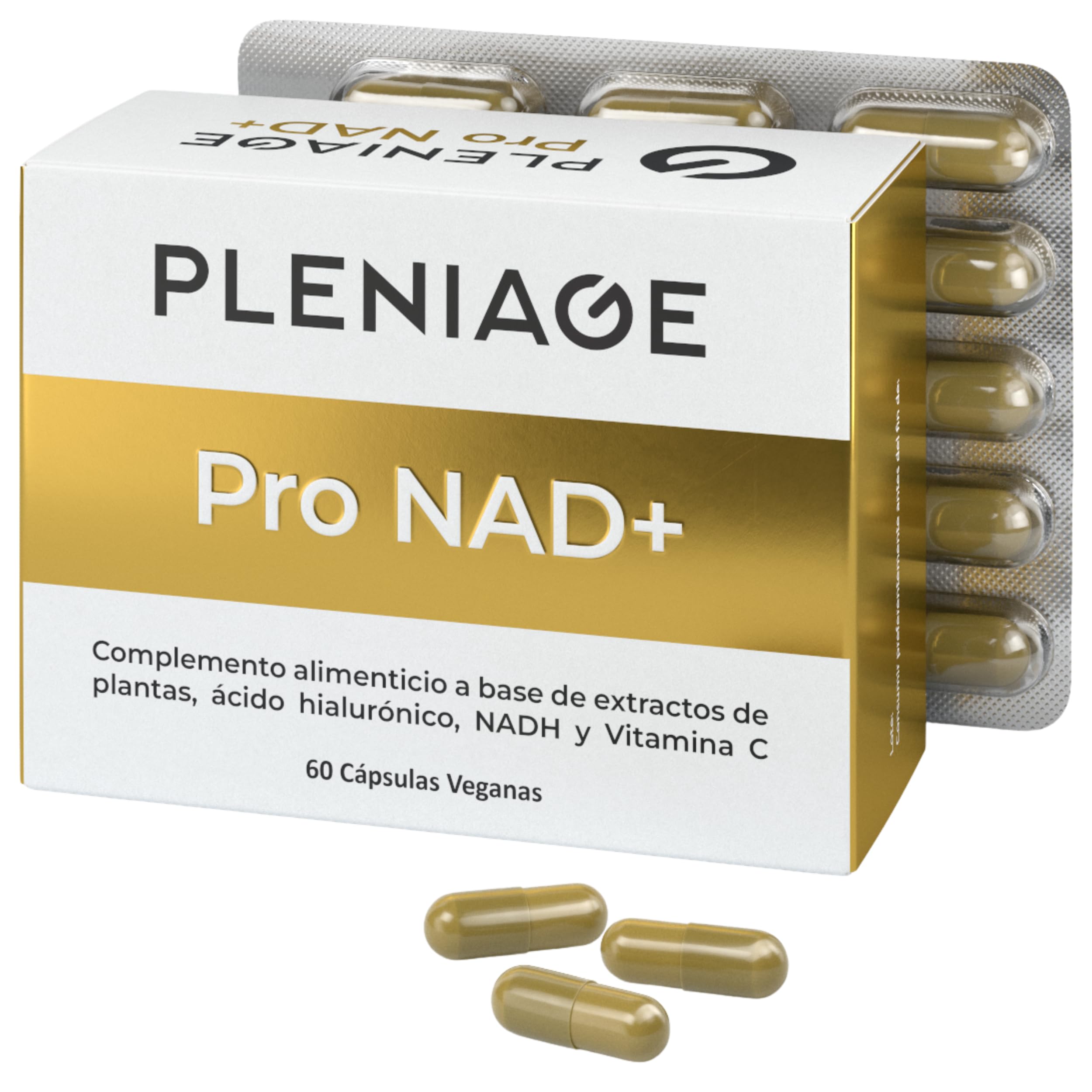 Pro NAD+ | Con NADH, Resveratrol y Vitamina C, Fórmula Completa con Quercetina, Berberina y Ácido Hialurónico | 60 Cápsulas Veganas, Fabricado en España