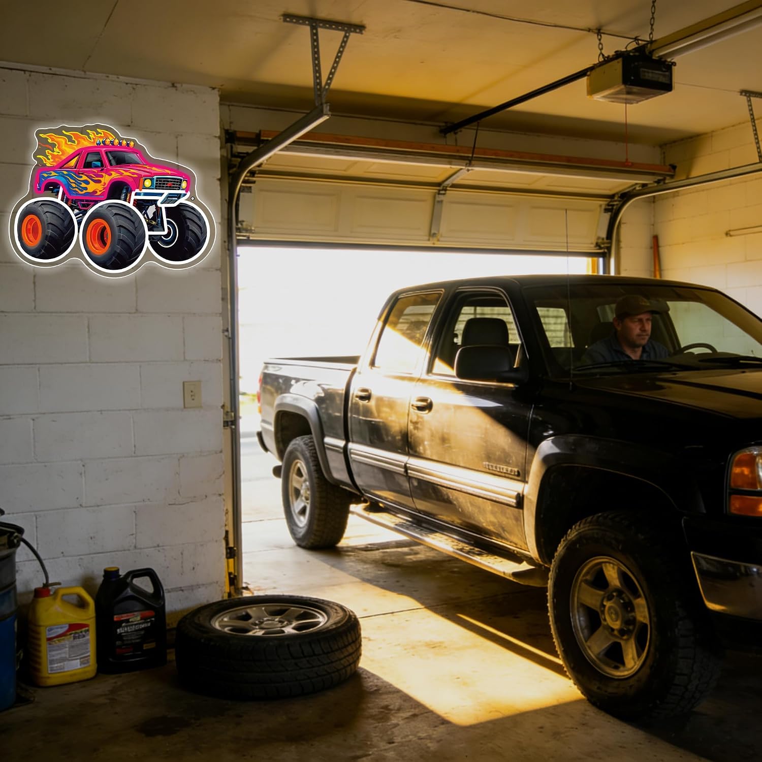 Monster Truck Neon Sign, Dimmable LED Light Up Sign for Monster Truck Room Decor Boys Bedroom, Playroom, Game Room Decoration, Gift for Truck Lovers Kids Boy Man