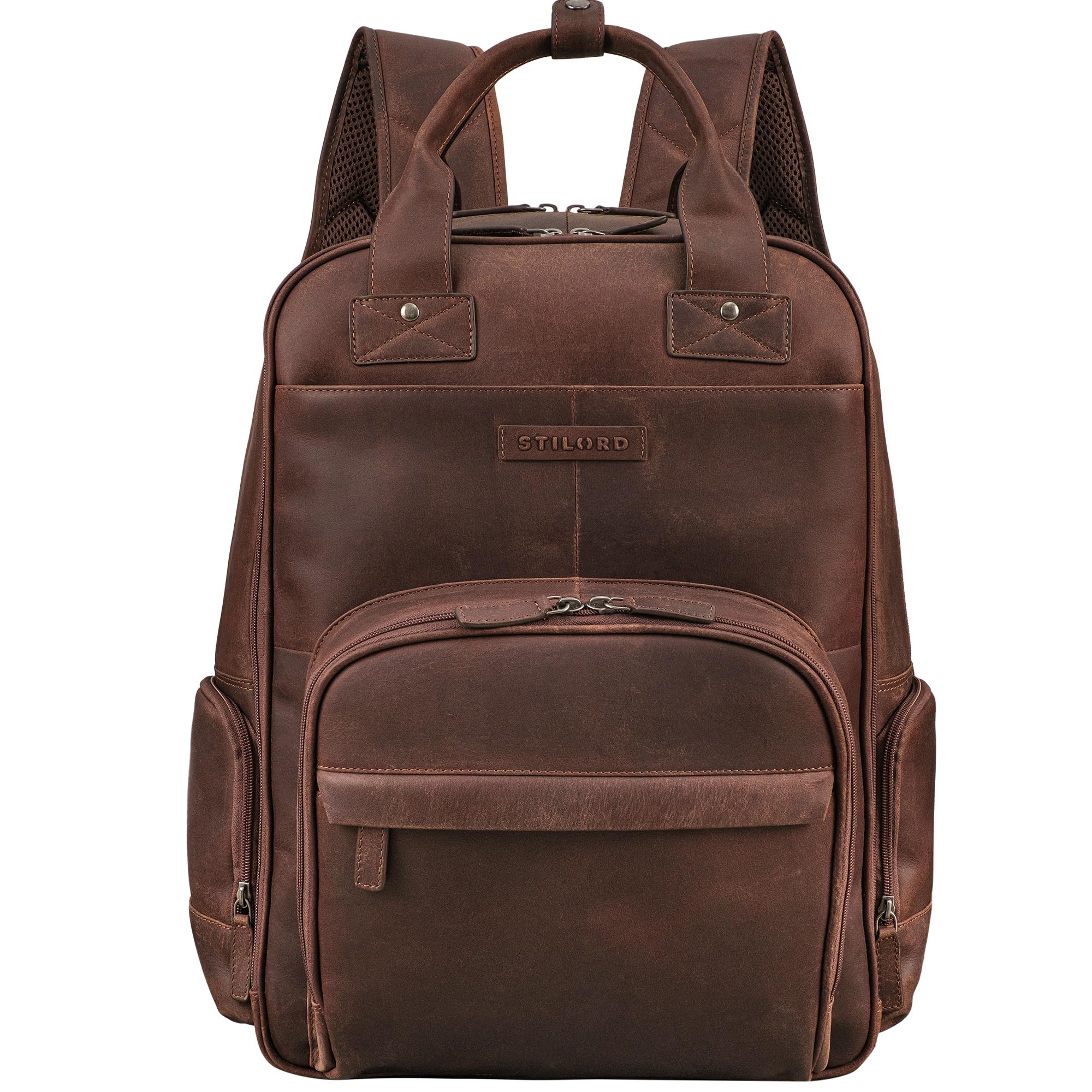 STILORD 'Fiena' Leder Wickelrucksack Groß Damen - großer Babyrucksack & Windelrucksack - elegante Wickeltasche im Vintage Stil - Lederrucksack aus Echtleder für Mamas
