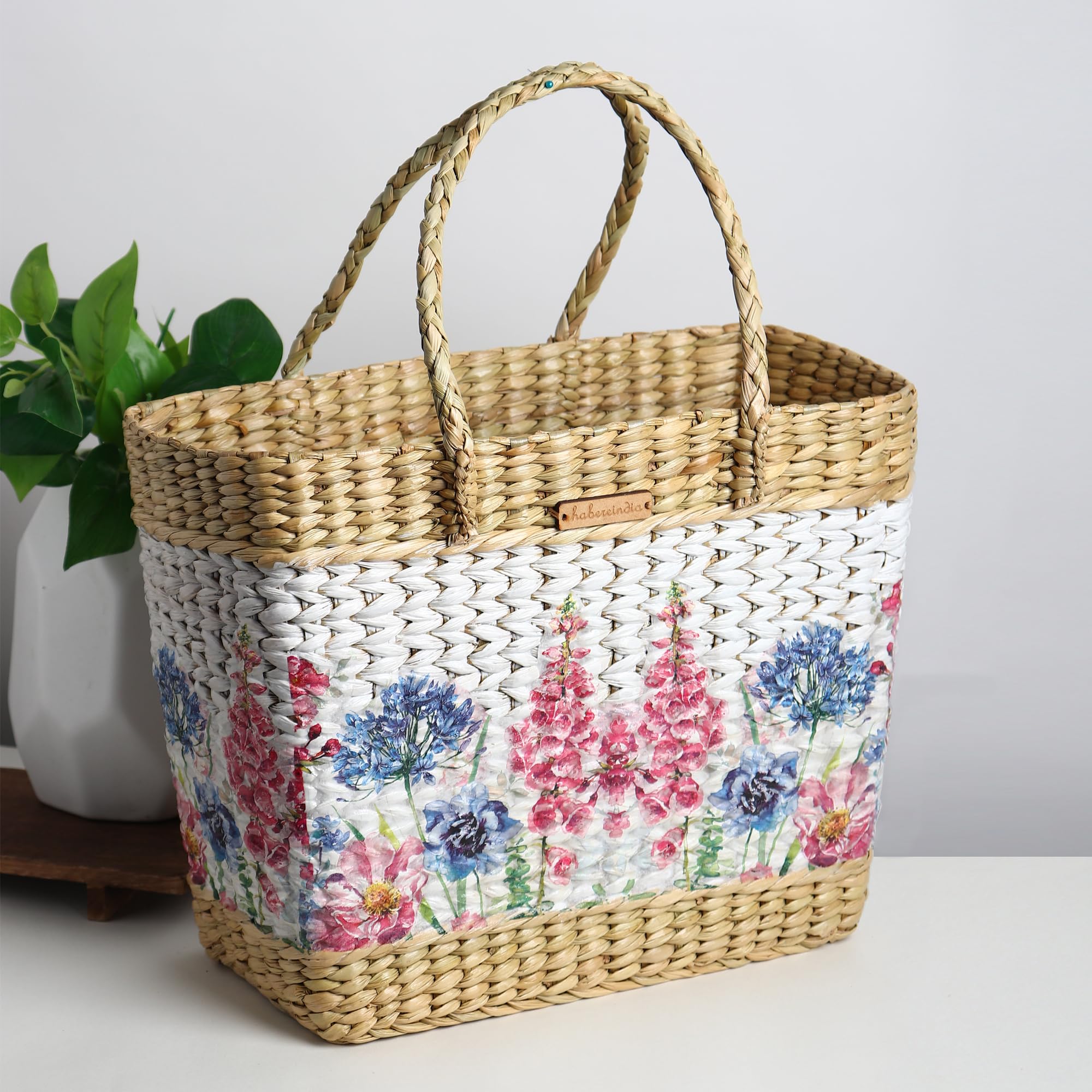 Habere India-All the Cultures Fabricating India Picnic Baskets | Lunch Basket | Cane or Jute Basket | Seagrass Gifting basket | Wicker Handbag | Tote Bag | Shoping Bag (Design 06: L39 x W18 x H29 cm) (B0DCFSS3YM) Amazon Price History, Amazon Price Tracker