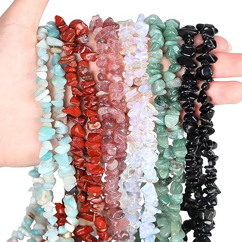 Miniatura 9 de LAIDANLA 400 cuentas de piedra natural de ágata india de 0.239 a 0.315 pulgadas (5 a 0.315 in), piedras preciosas irregulares perforadas para