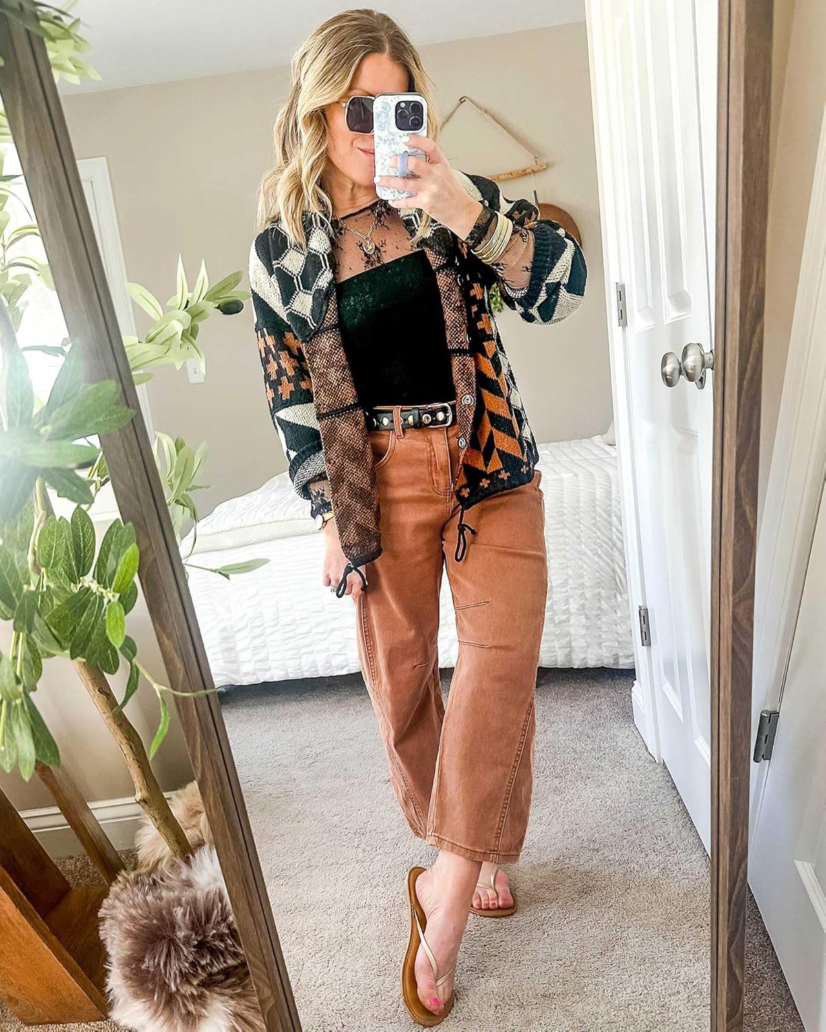 GRAPENT Barrel Jeans for Women Trendy High Waisted Wide Leg Baggy Cropped Relax Fit Stretch Denim Trouser Ankle Pants - Image 3