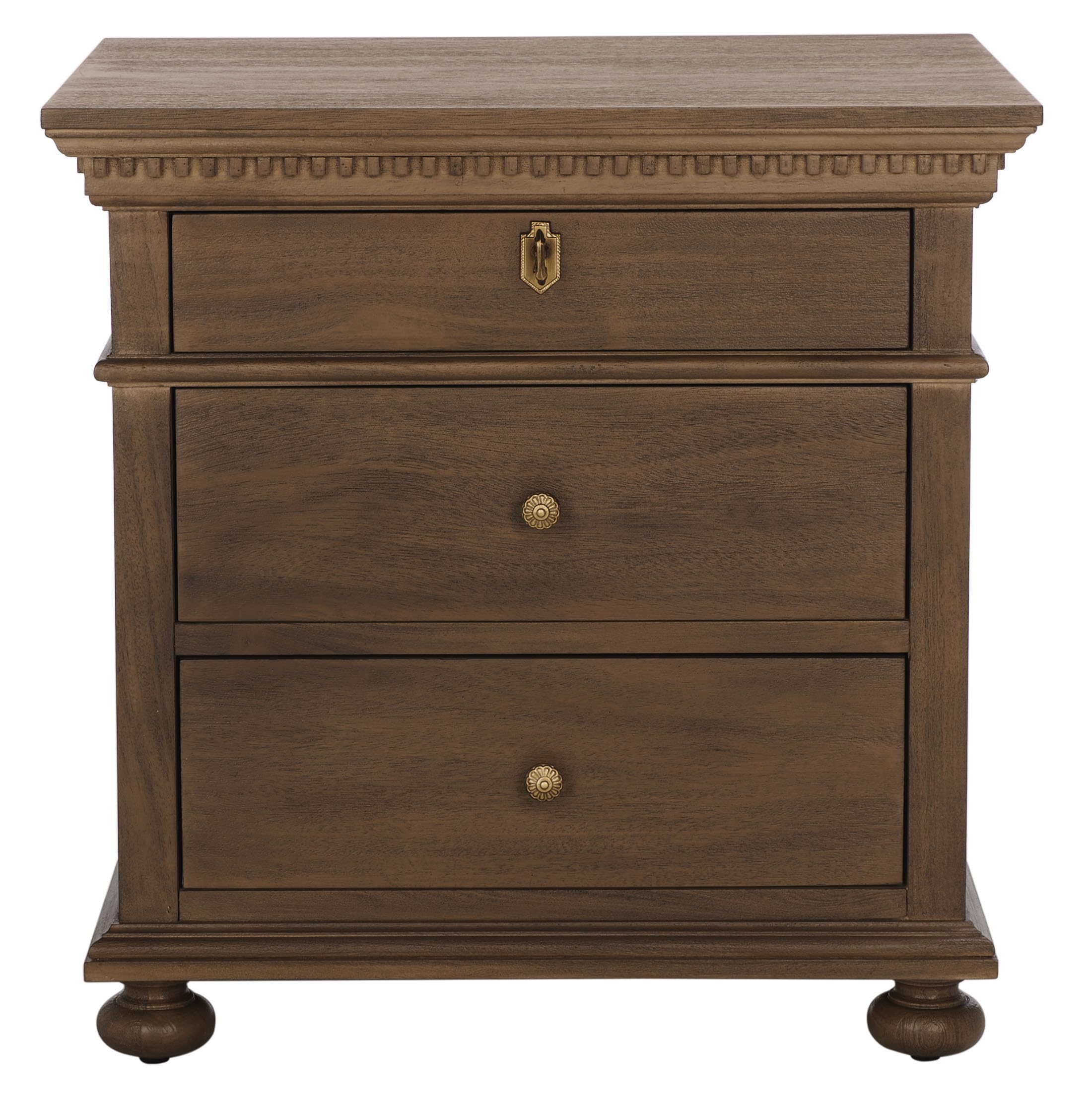 SAFAVIEH Couture Home Collection Allisyn Brown 3-Drawer Wood Nightstand Table (Fully Assembled)