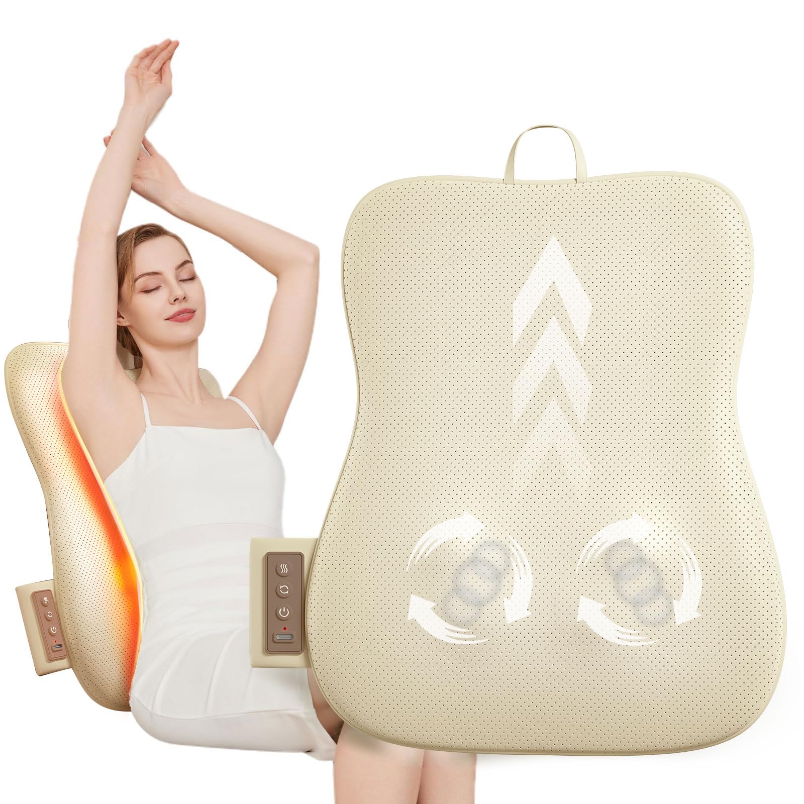 Rechargeable Walking Full Back Massager for Pain Relief Deep Tissue,Newly Upgraded 4D Ultra-Thin Back Massager with Heat,Versatile Portable for Office, Home and Car,Gifts for Women Men. Trapezoidal