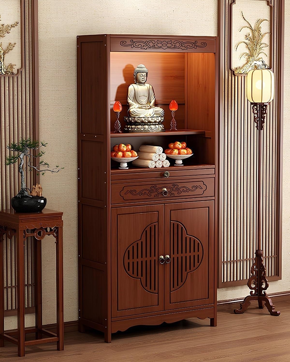 Mobile Altare, Tavolo Altare Per Meditazione, Altare Buddista, Cinese Con Piedistallo E Tavolo Per Offerte(52cm/20.5in)
