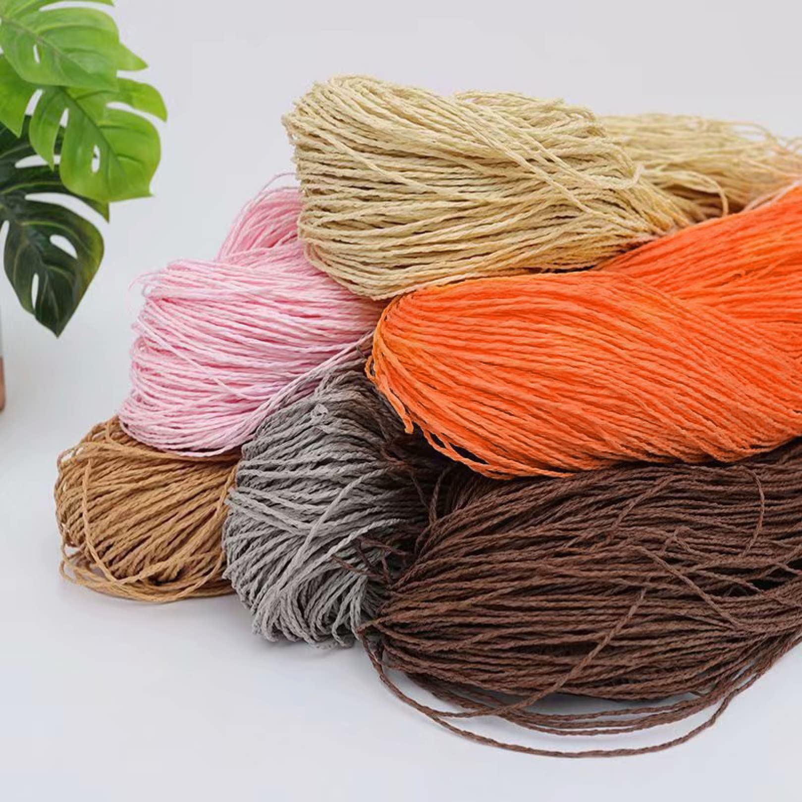 przędza do szydełkowania, 500g 400m 10 kolorów przędza papierowa z rafii naturalny kapelusz DIY torebka torebka kosz rattanowy dziewiarski materiał szydełkowy(7)