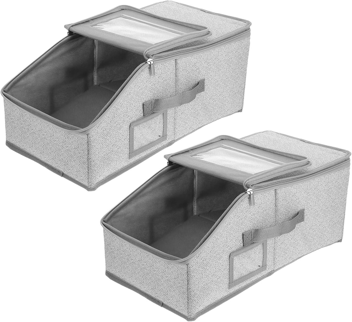2pcs Foldable Hat Storage Organizer Box Gray, Space-saving Baseball Cap Container with Stackable Design for Closet and Travel