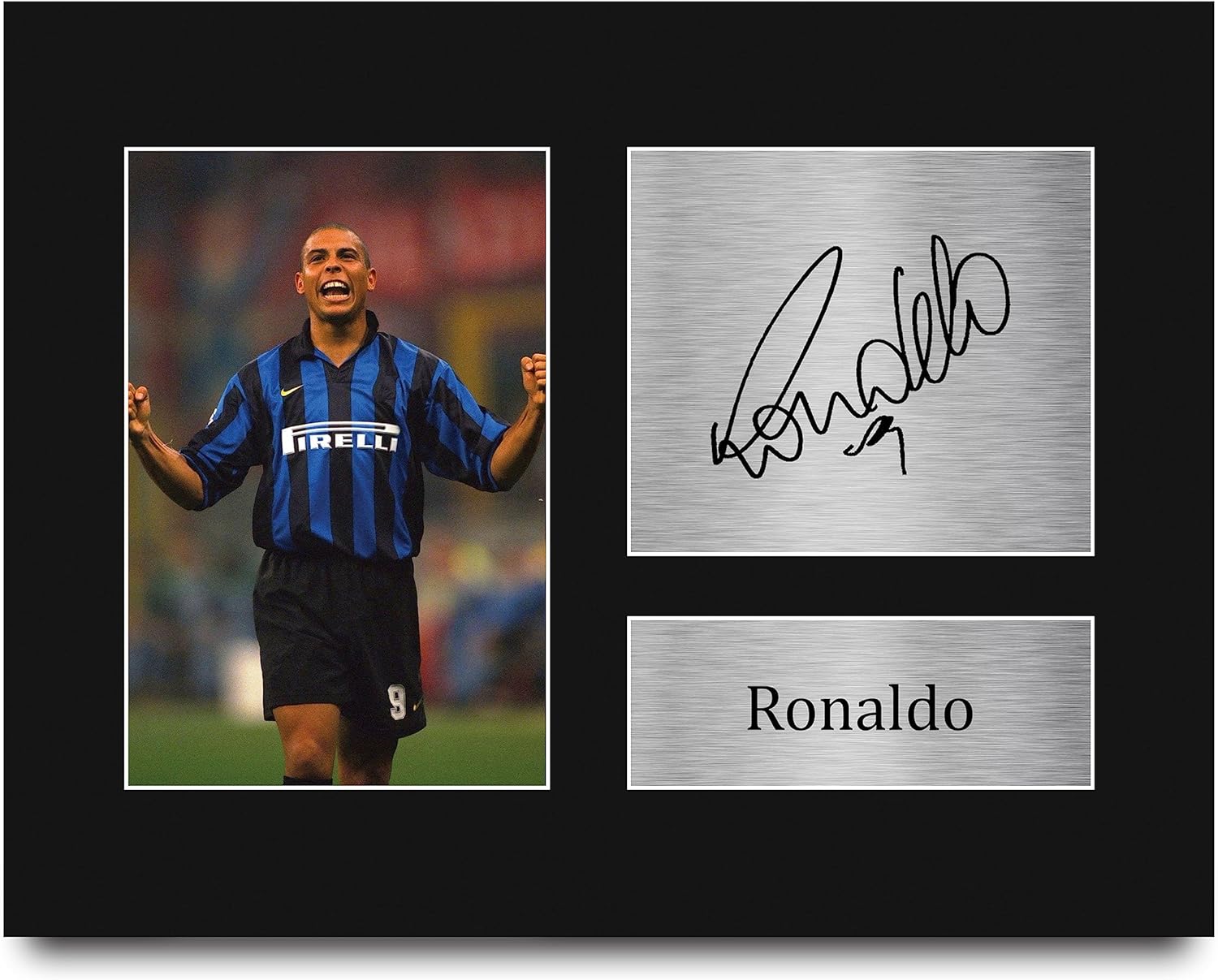 HWC Trading Ronaldo Inter Milan Framed Gifts Printed Signed Autograph Picture for Football Fans and Supporters - US Letter Size