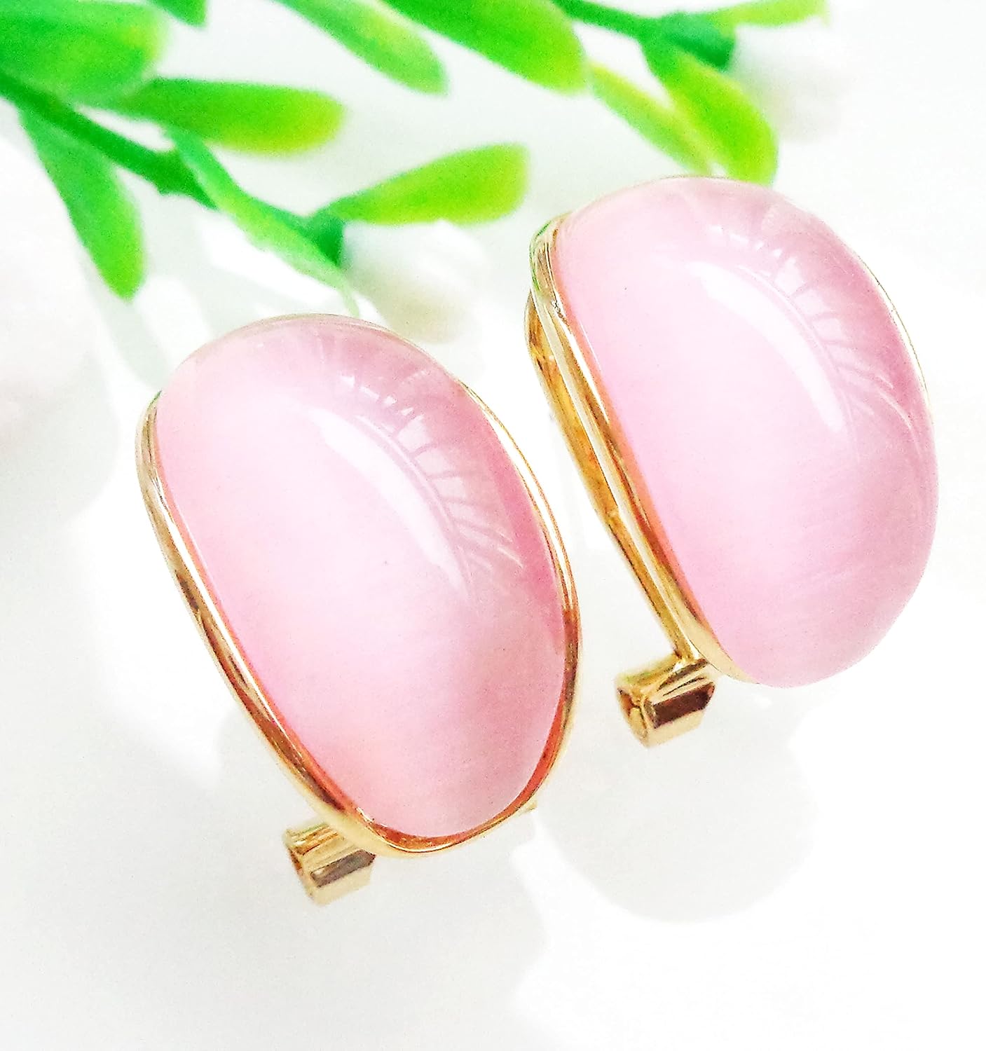 Navachi 18k Gold Plated Crystal Multicolor Created-Opal Rainbow Omega Back Earrings