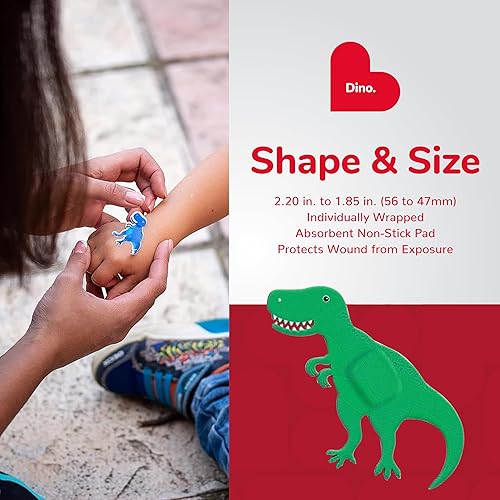 Miniatura 4 de BioSwiss Vendajes, vendaje autoadhesivo en forma de dinosaurio, cuidado de heridas estériles sin látex, 50 unidades