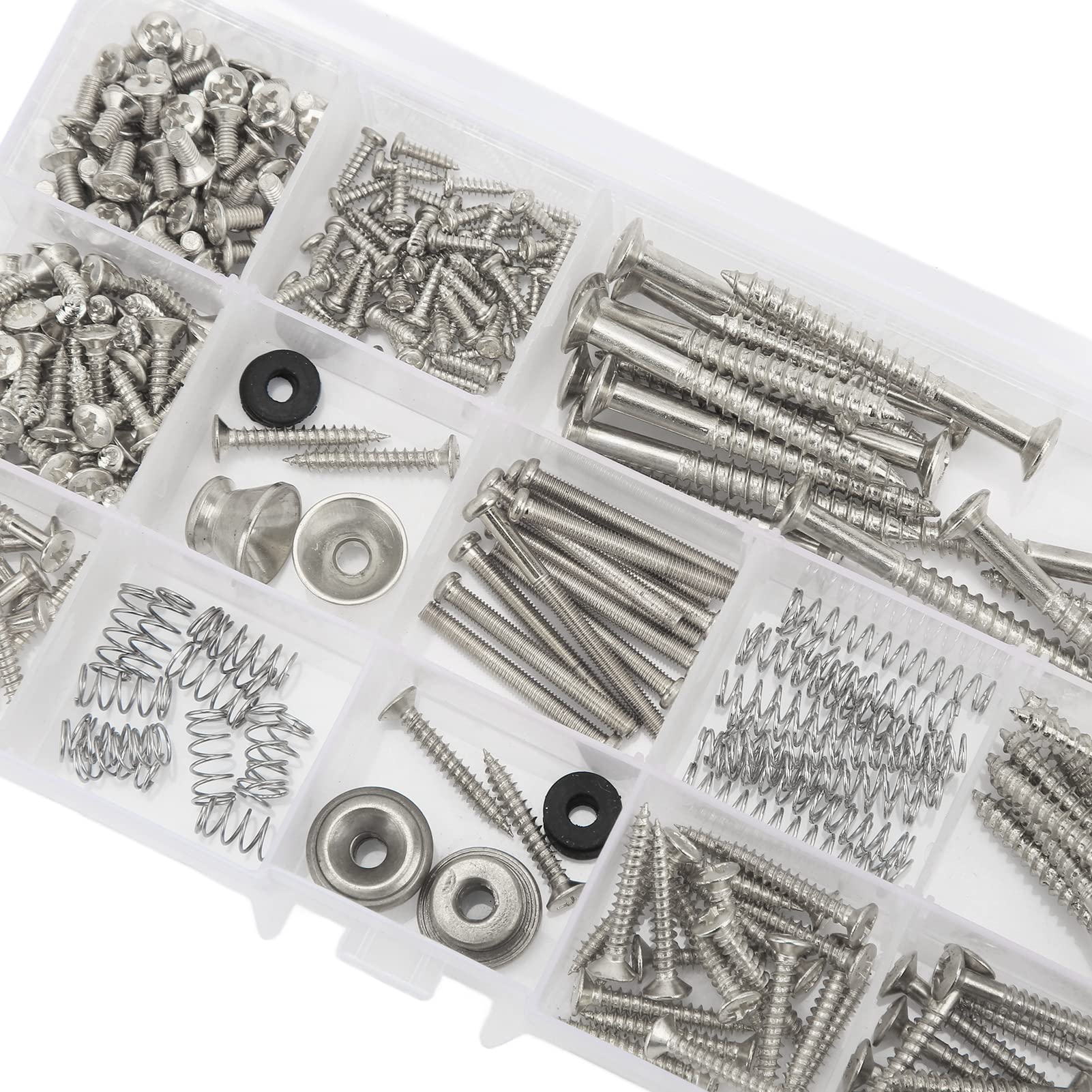 Kit de Tornillos para Guitarra Eléctrica Juego Surtido de Correas de Tornillos de Metal de Primera Calidad con Arandelas de Resorte para Reparación y Mantenimiento de Guitarras (Plata)
