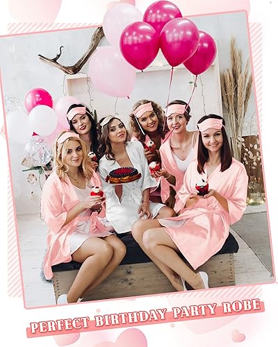 Miniatura 5 de Patelai Batas de dama de honor para mujer, kimono de satén de seda, bata corta a granel para fiesta nupcial, ropa de dormir de boda