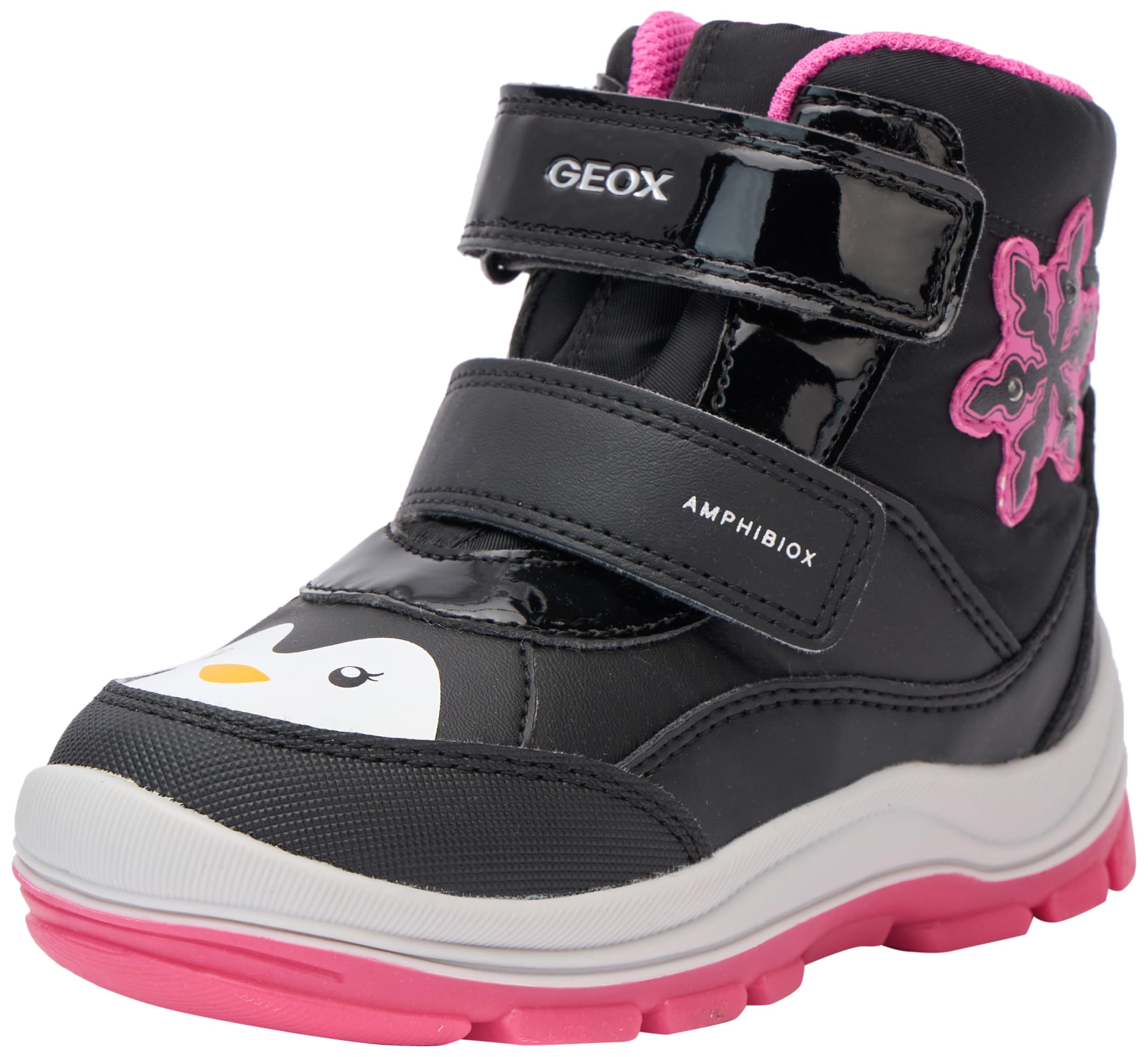 Geox Baby Girl B Flanfil B ABX caviglia barca, Black Fuchsia, 24 EU