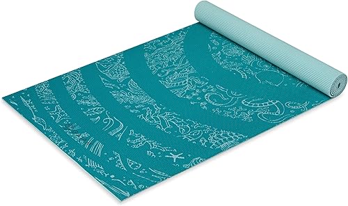 Gaiam Estera de yoga estampada, antideslizante para todo tipo de yoga, pilates y ejercicios de piso