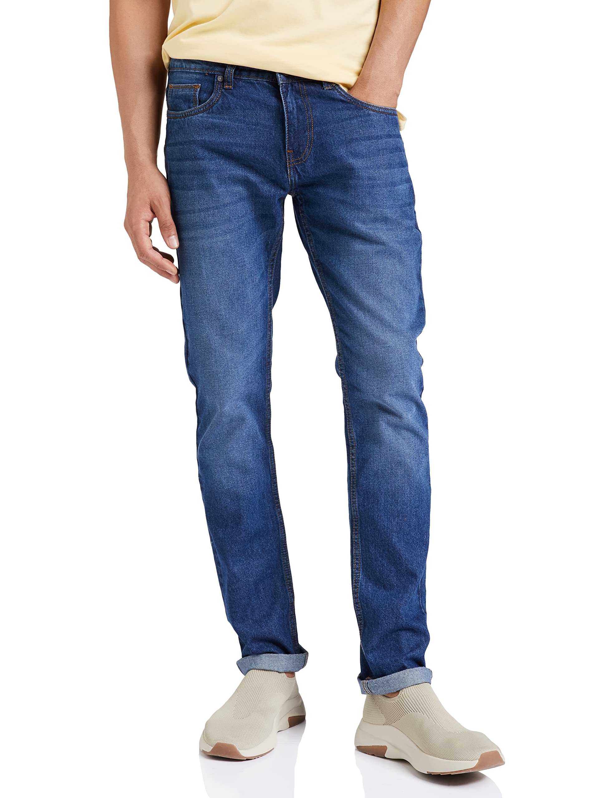 Amazon Brand - Symbol Men's Relaxed Fit Mid Rise Jeans