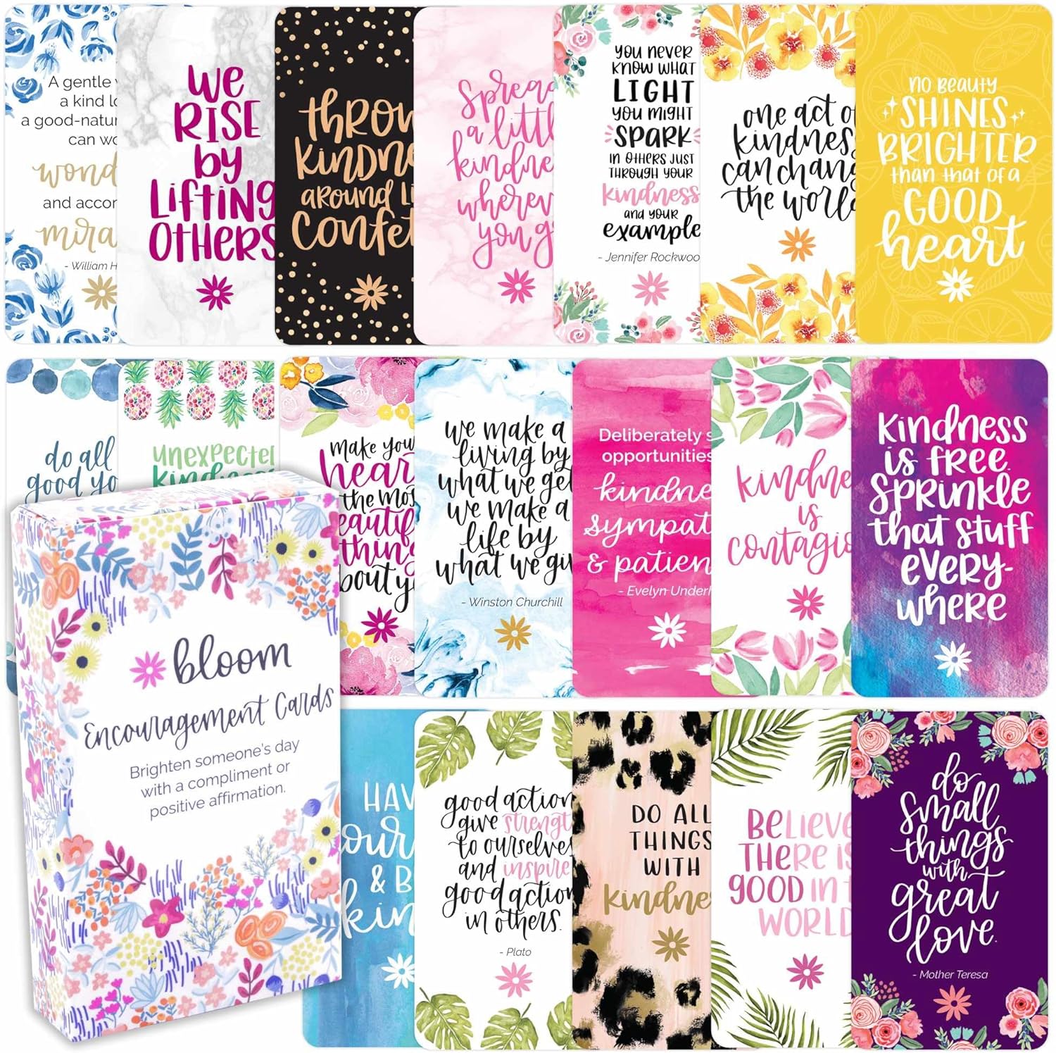 bloom daily planners Encouragement Card Deck – Cute Inspirational Quote Notecards – Set of Thirty 2″ x 3.5″ – Assorted Designs