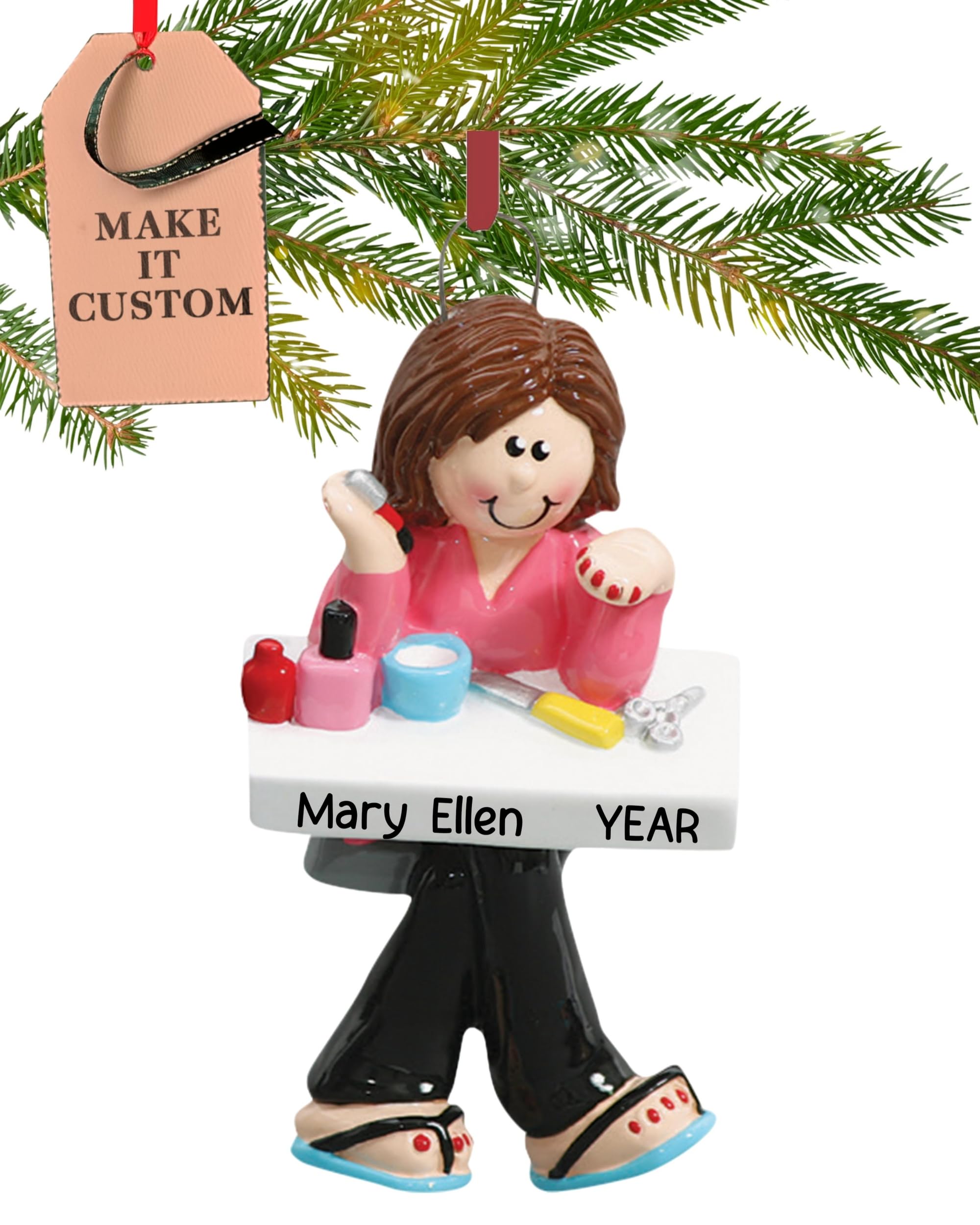 Personalised Nail Tech Ornament 2025 – Fast & Free 24h Customisation – Manicurist Christmas Ornaments for Tree – Custom Gift Wrapped Nail-Technician Keepsake for Nail-Artists