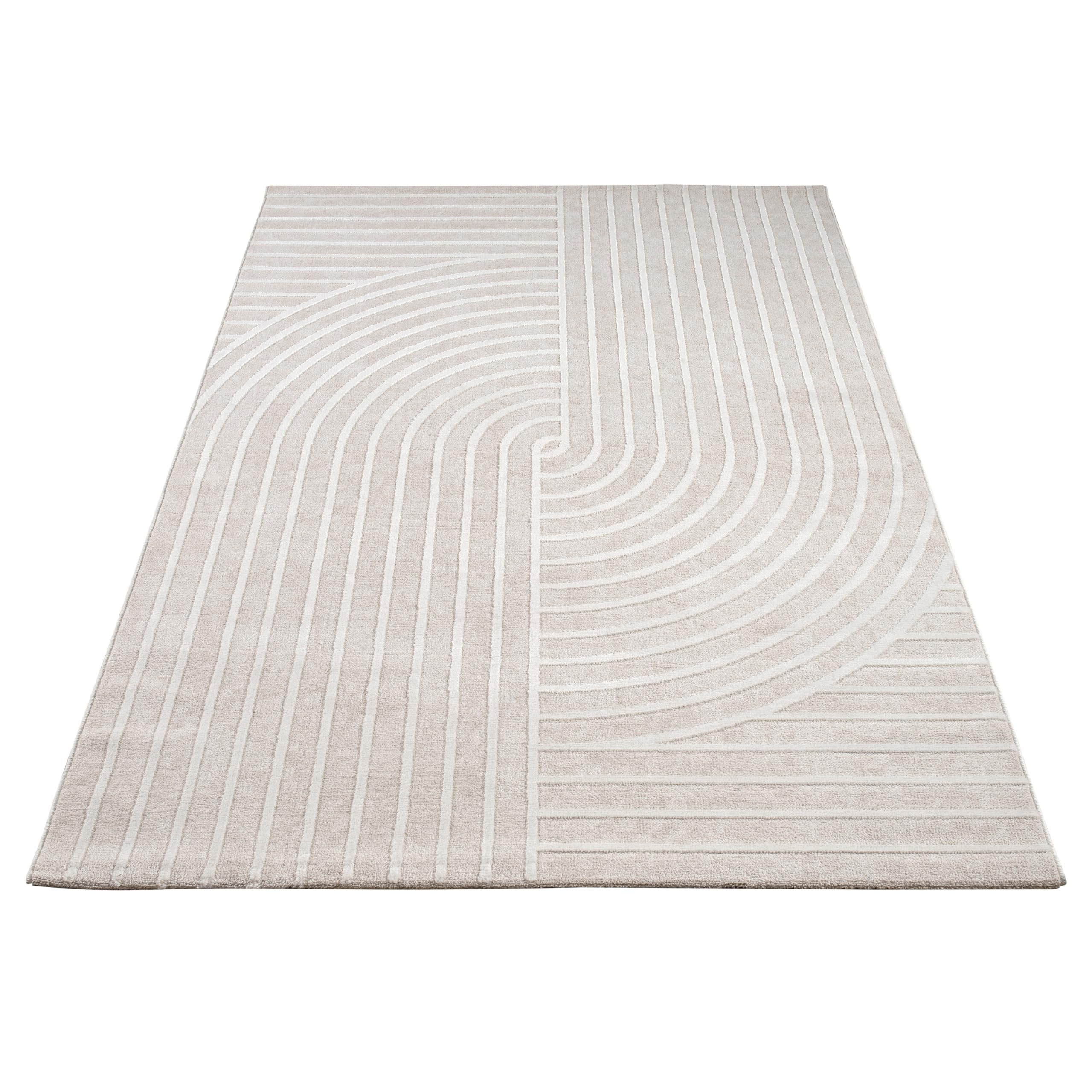 Paco Home Tapis Salon Chambre Design scandinave Moderne avec détails Brillants Effet 3D Luxueux Boho Soft-Touch Crème Beige, Dimension:160x220 cm