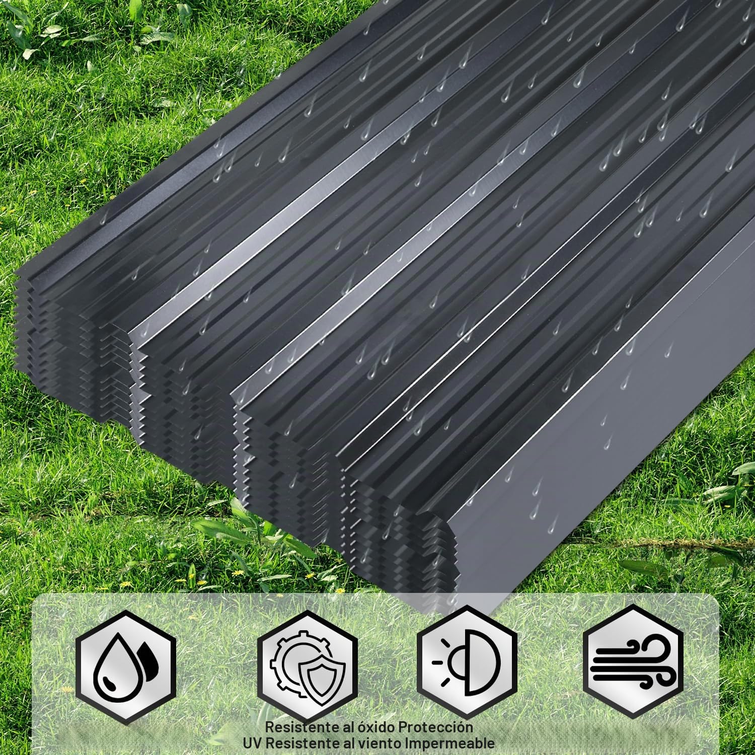 12 láminas trapezoidales de 129 × 46 cm – 7 m², para techo de 0,25 mm, chapa perfilada de acero galvanizado para cobertizos, garajes e invernaderos, antracita, guantes de protección contra