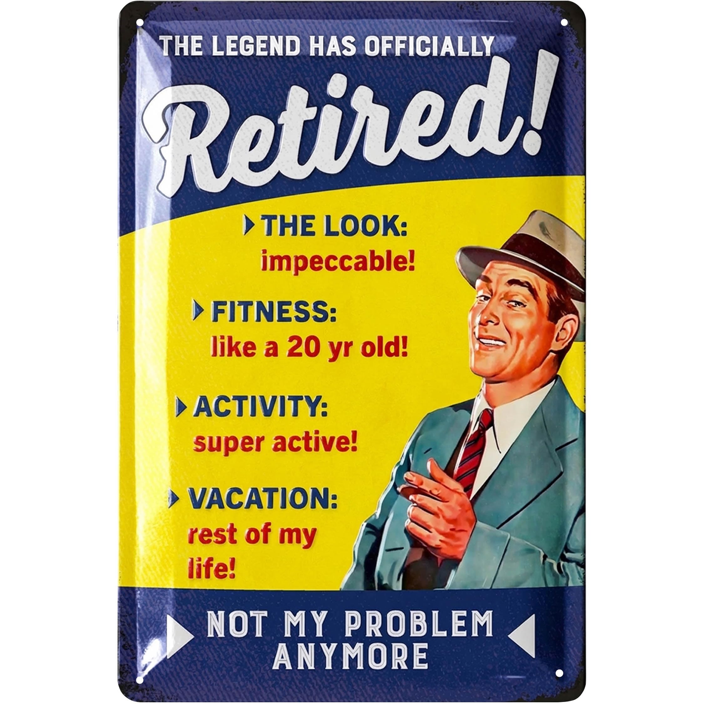 LANOLU Retirement Signs - RETIRED LEGEND - Vintage Tin Sign, Funny Retirement Gifts for Men, Retired Dad Gifts, Funny Retirement Yard Signs, 12x8"
