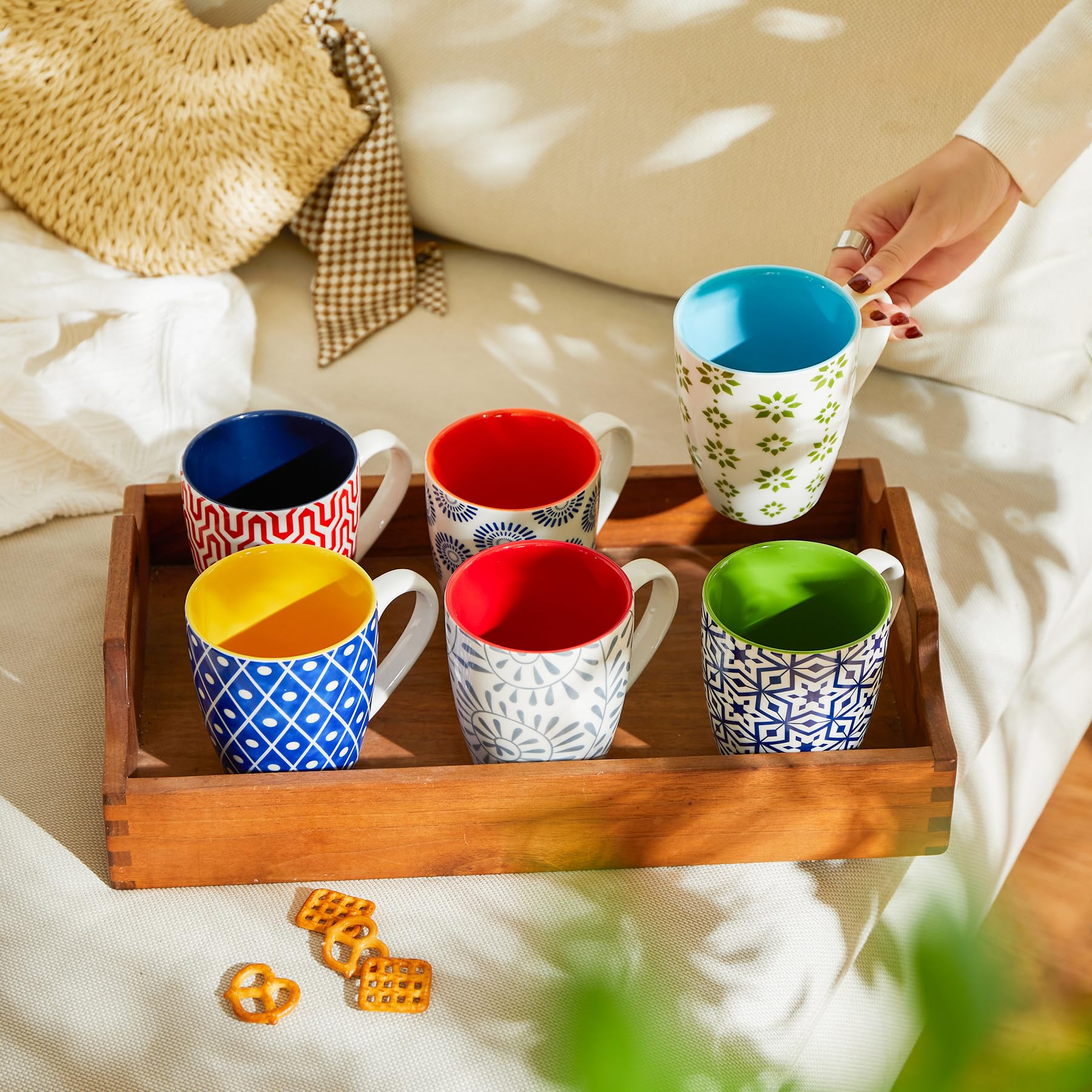 SÄNGER Kaffeebecher Set Avalon 6-teilig – Porzellantassen Für 6 Personen, 220 Ml, Weiß, Zeitlos, Spülmaschinen- & Mikrowellengeeignet, Handgefertigt, Stapelbar Zeitloses Kaffeeservice