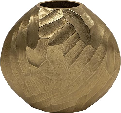 Flower Vase for Home Decor – Modern Hammered Metal Accent, Decorative Centerpiece for Floral Arrangements on Dining Table, Coffee Table, or Office, Stylish Home Accessories – 10", Gold